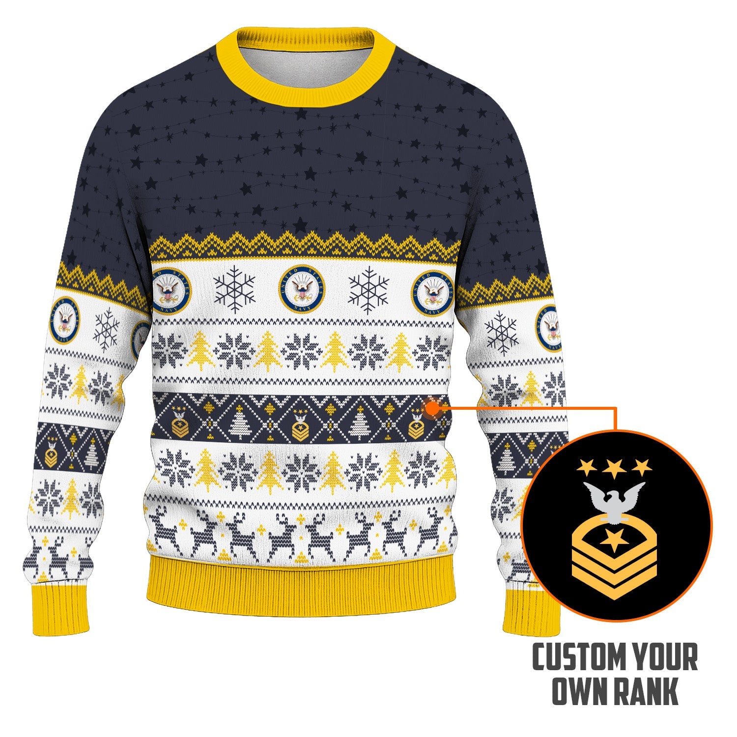 Personalized US Navy Christmas Ugly Sweater TUST06