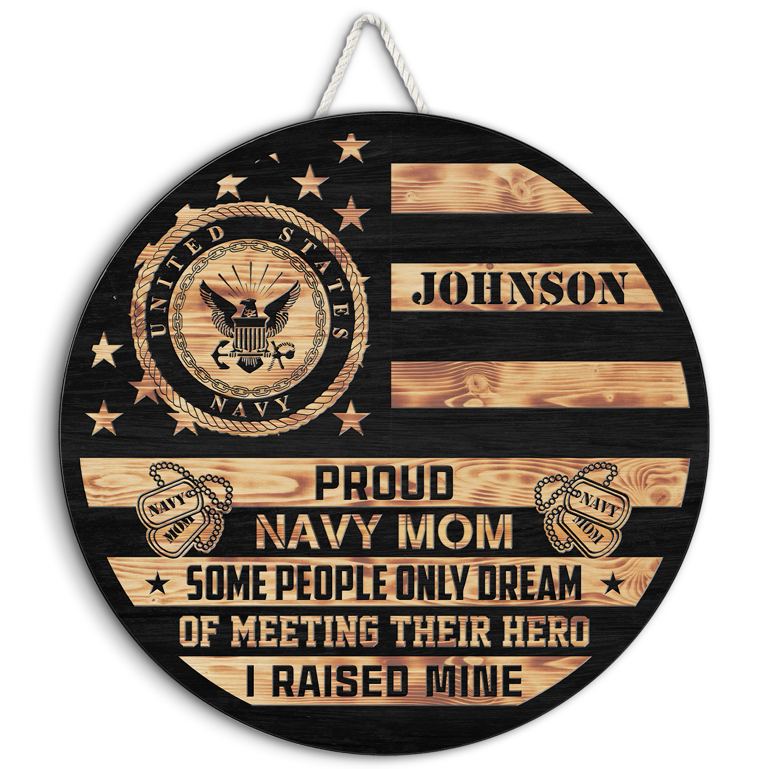 Proud Navy Mom Wooden Flag Sign – Personalized Tribute for Military Mothers