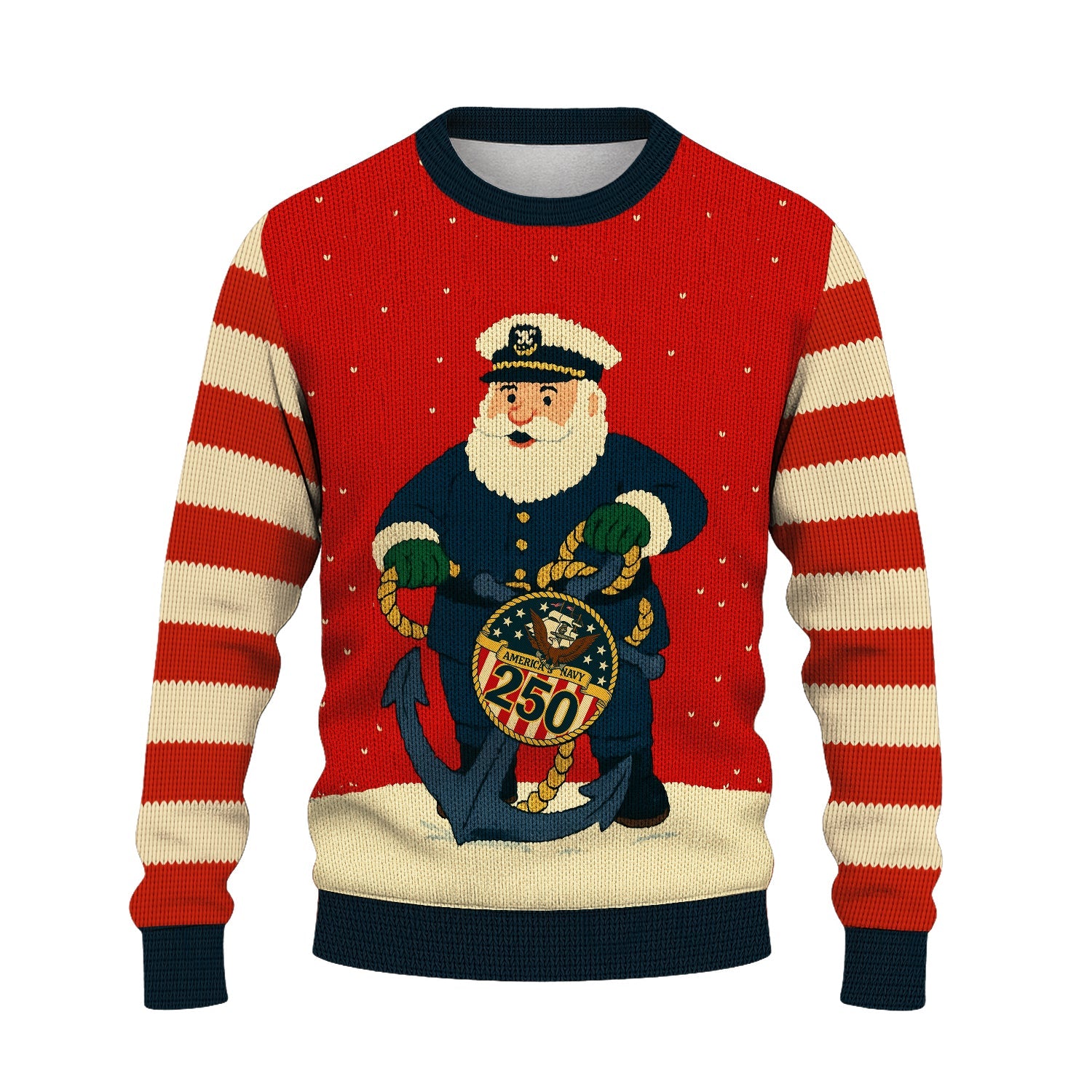 Honoring US Navy 250 Christmas Ugly Sweater