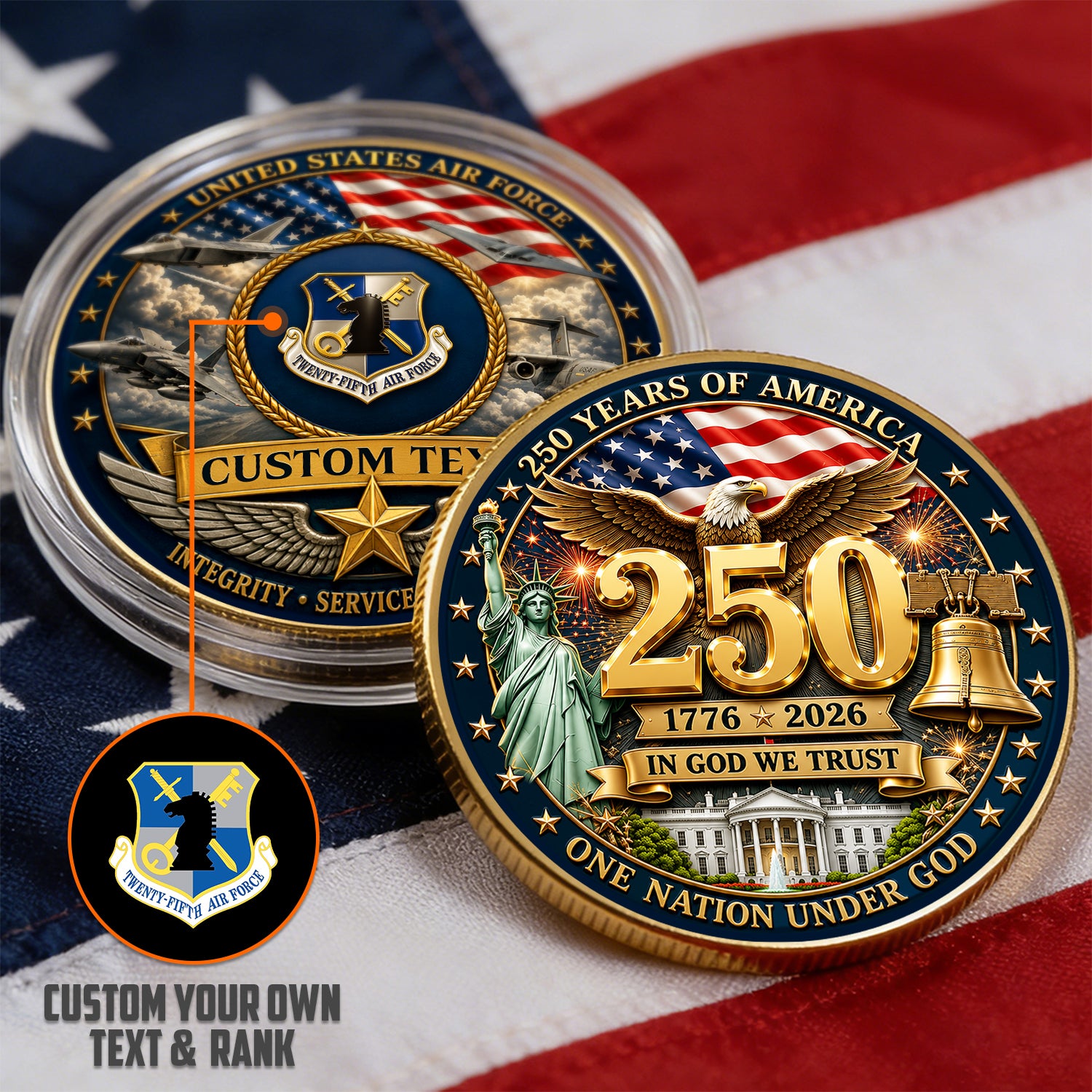 Personalized U.S. Air Force 250th Anniversary Challenge Coin