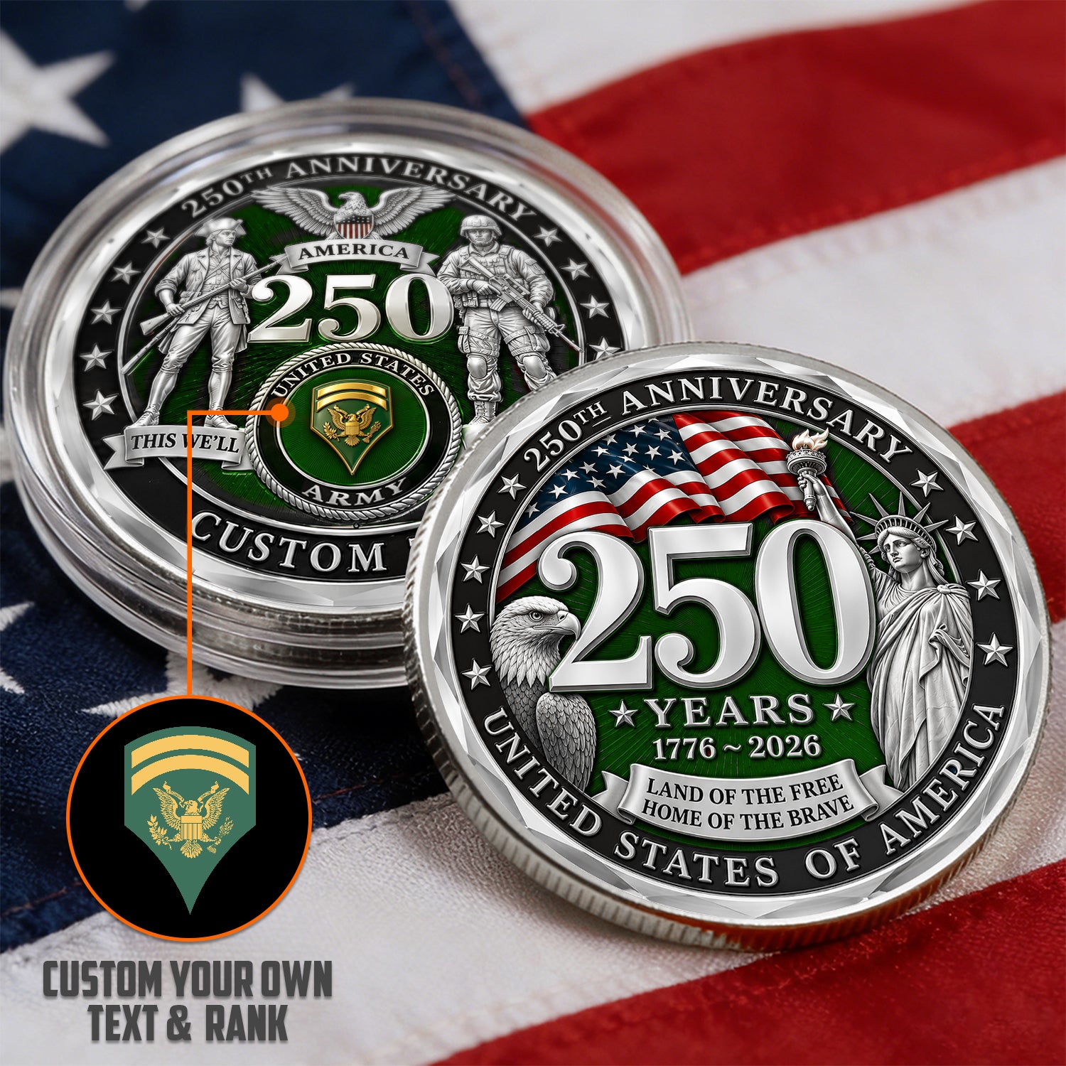 Personalized U.S. Army Coin 250 Years Military Gift