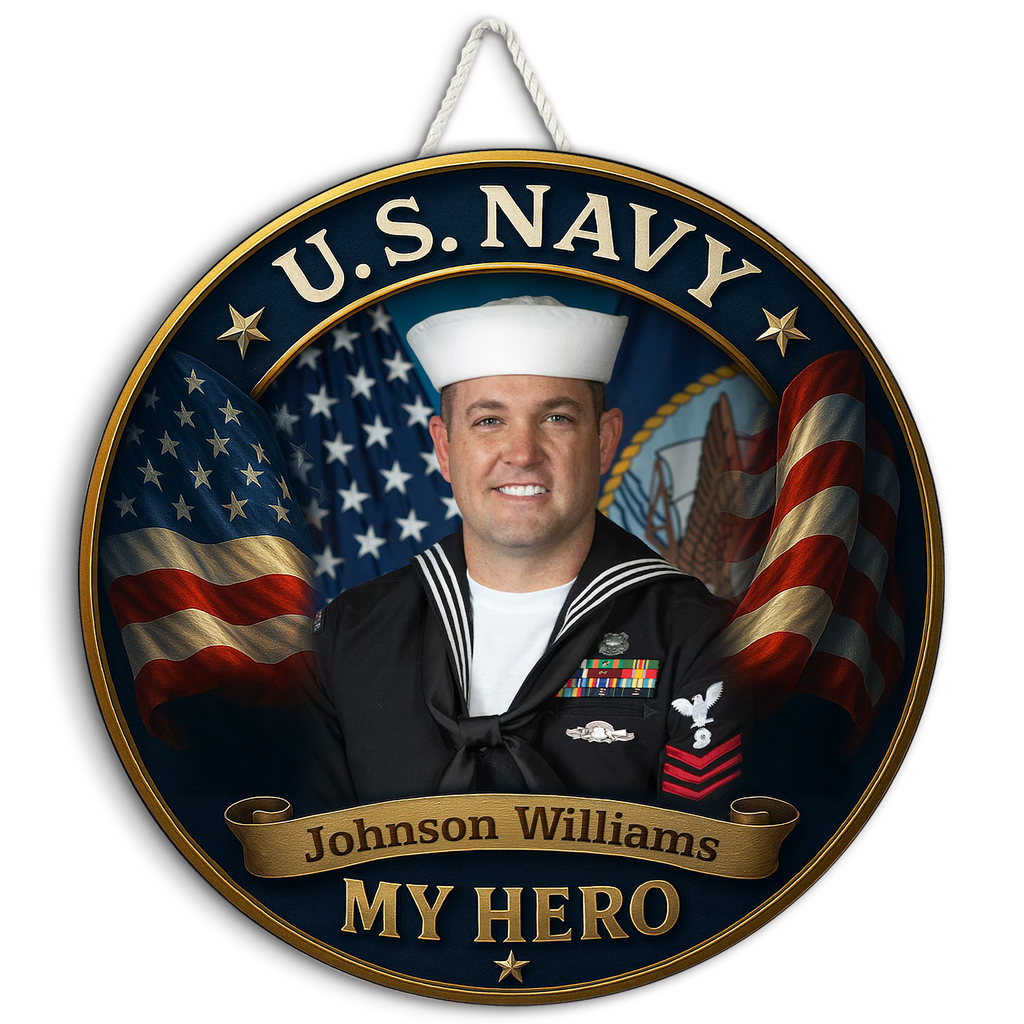 Personalized U.S. Navy Portrait Wooden Sign
