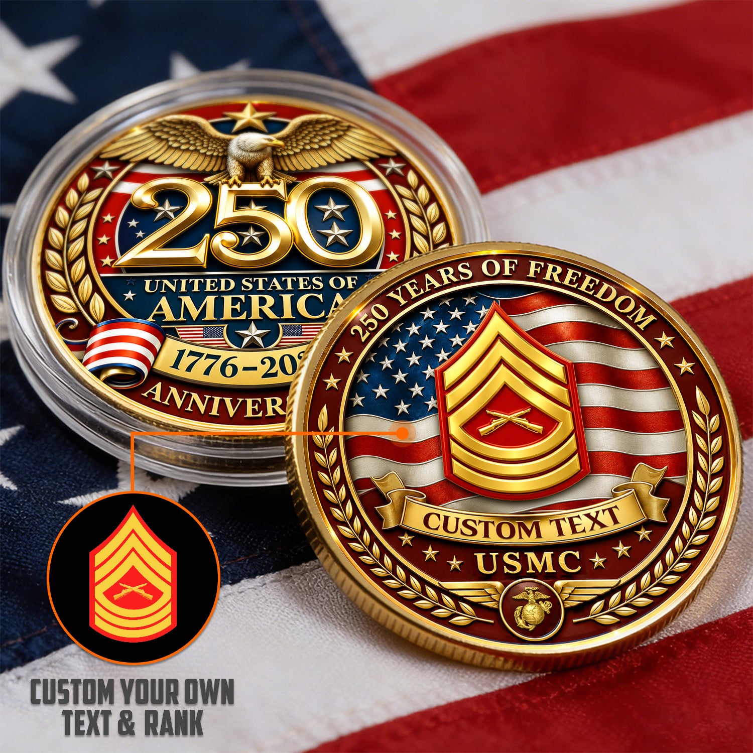 Custom USMC 250th Anniversary Challenge Coin Gift