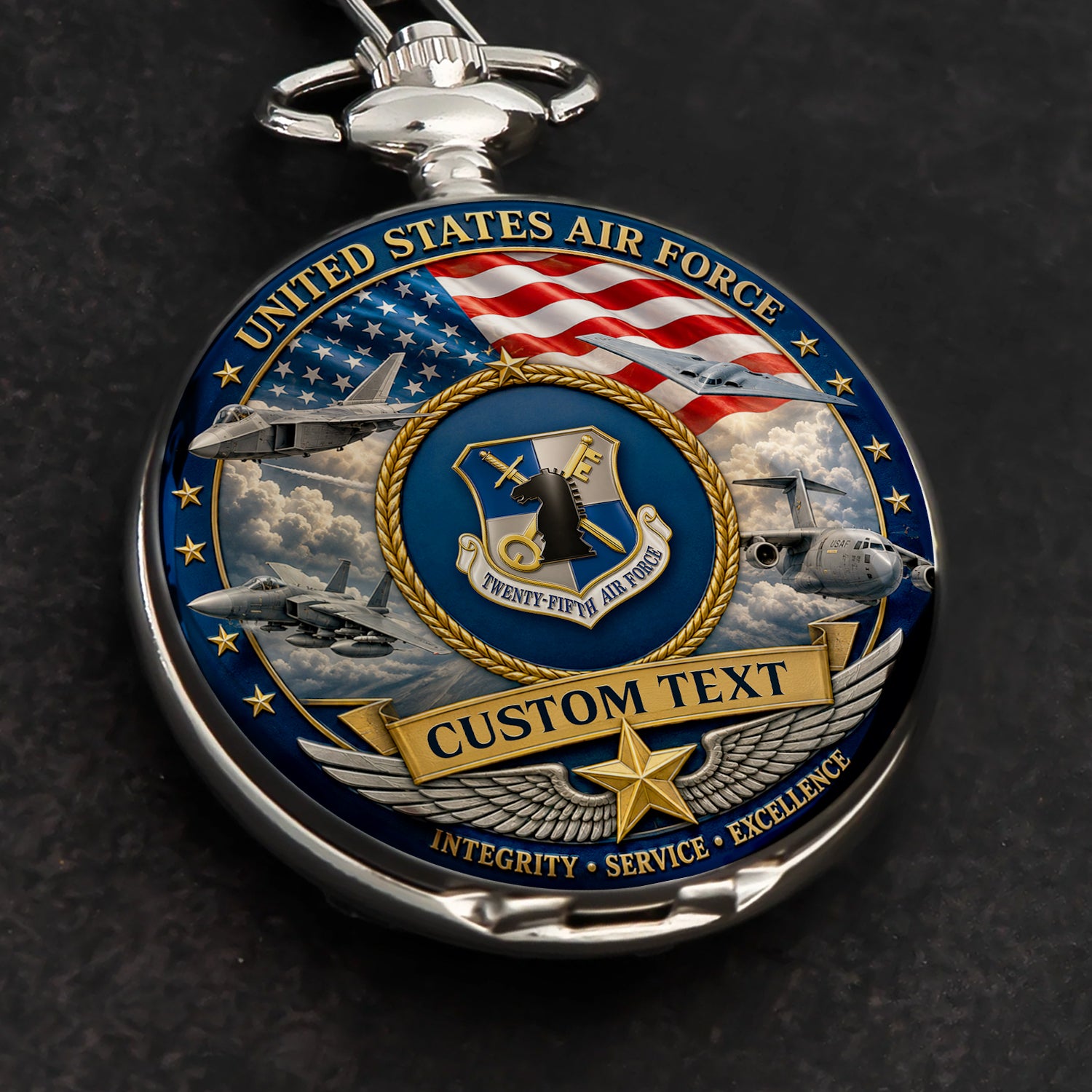 US Air Force 250th Anniversary Pocket Watch Custom Sailor Gift