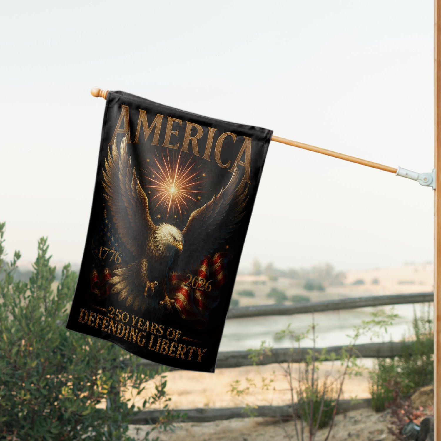America 250 Years Of Defending Liberty House Flag 28''x40'' Twin-Side Printing