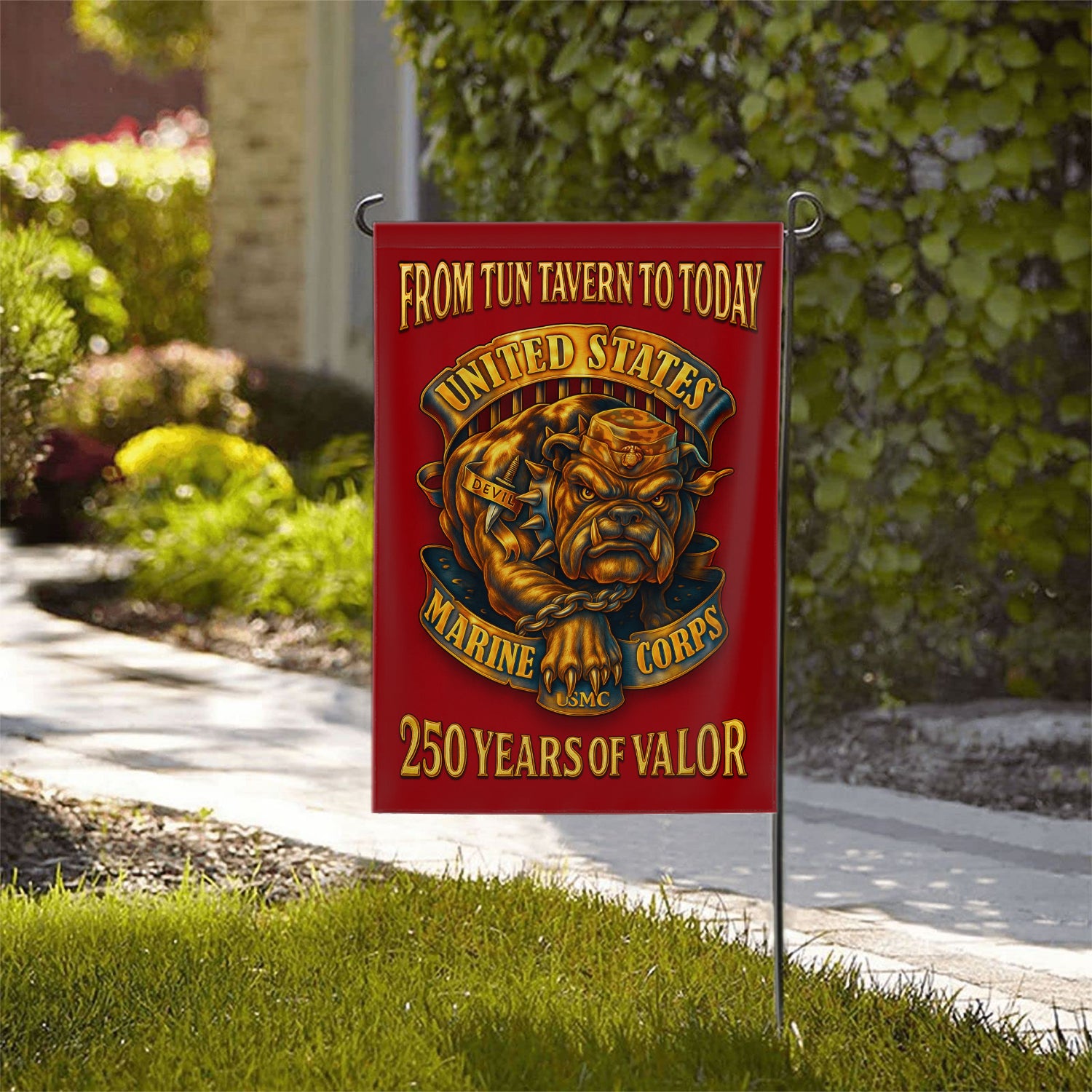 MARlNE From Tun Tavern To Today Garden Flag 12" x 18" Twin-Side Printing
