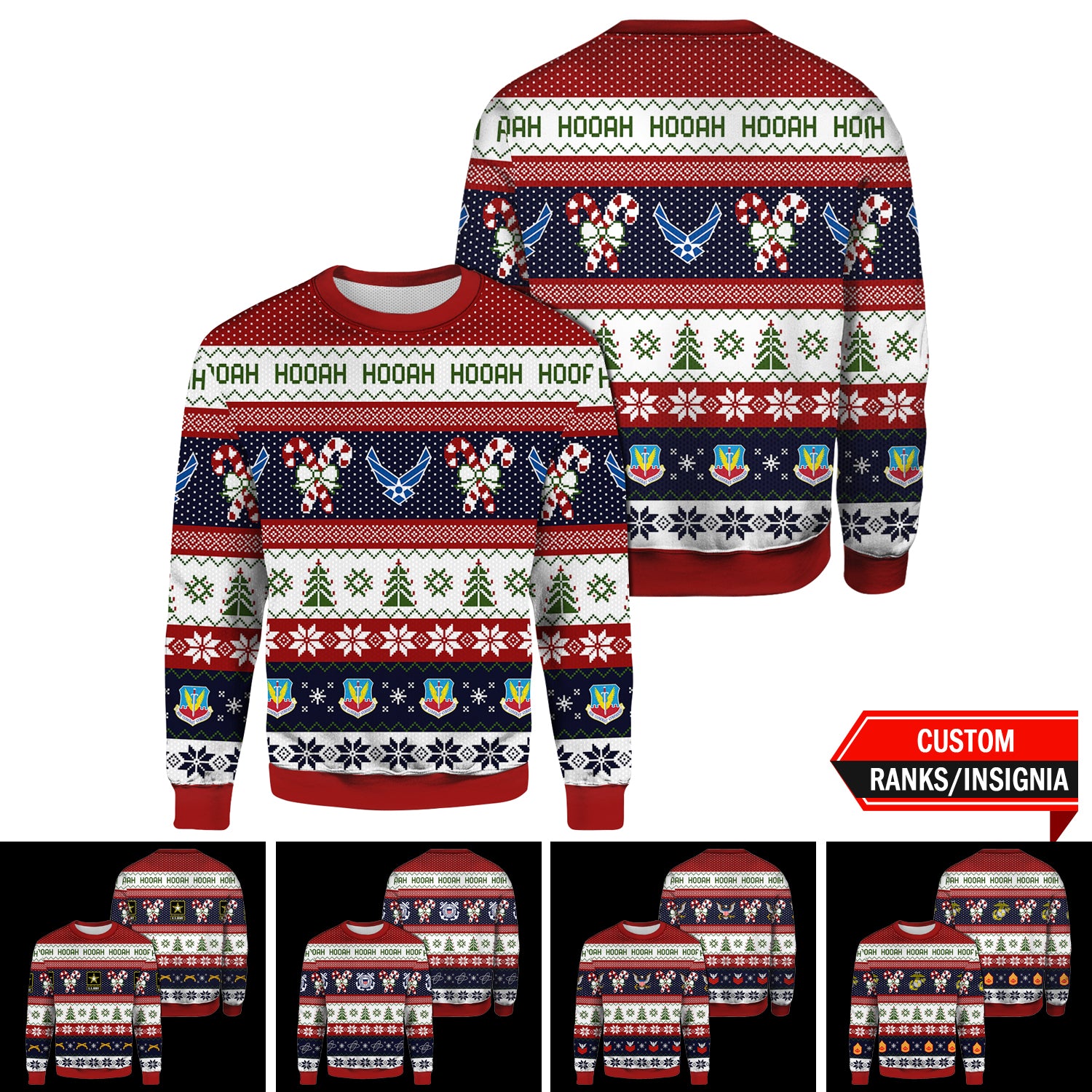 Custom US Military Ranks, Insignia 3D All Over Prints Ugly Sweater