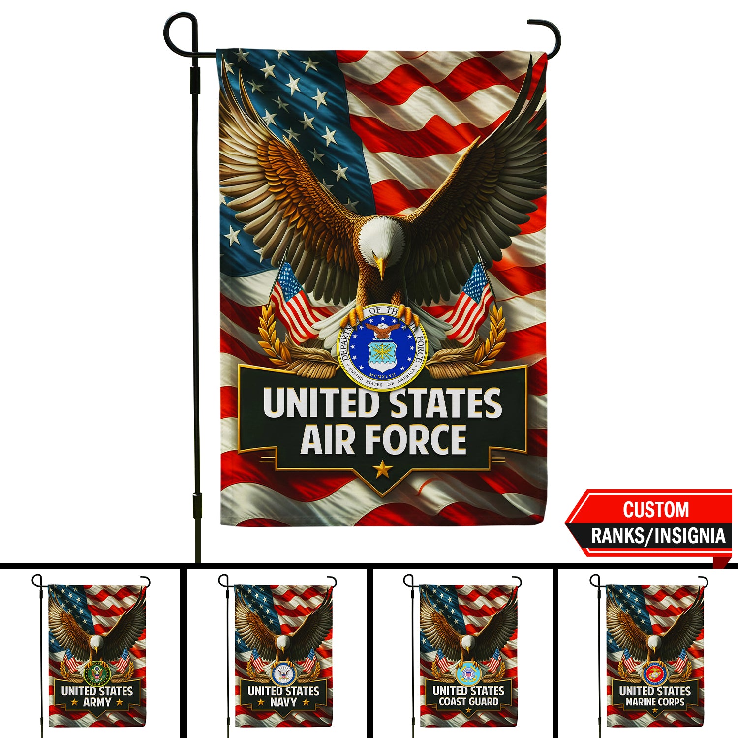 Personalized US Military Logo/Insignia And Text JFLAG28 Garden Flag, House Flag Twin-Side Printing