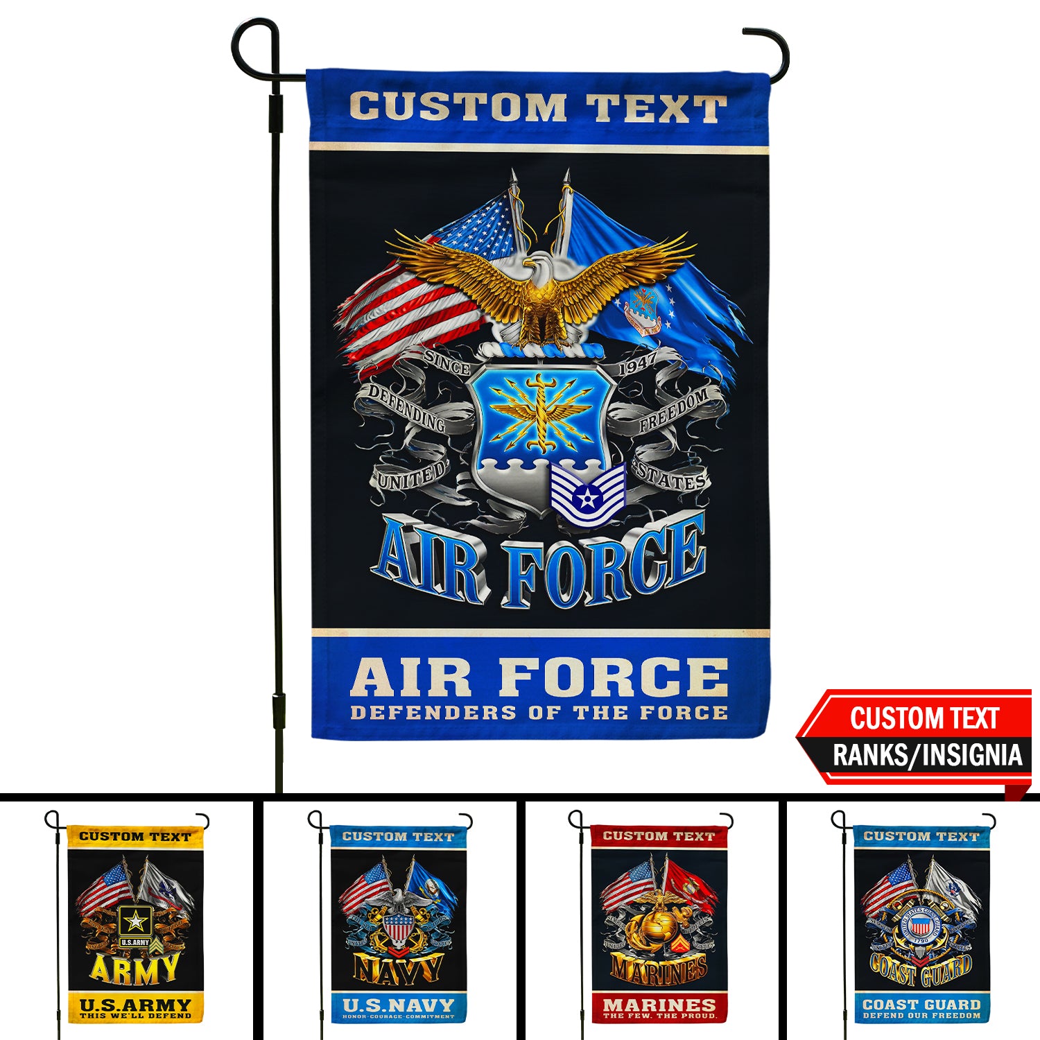 Personalized US Military Logo/Insignia and Text JFLAG02 Garden Flag, House Flag Twin-Side Printing