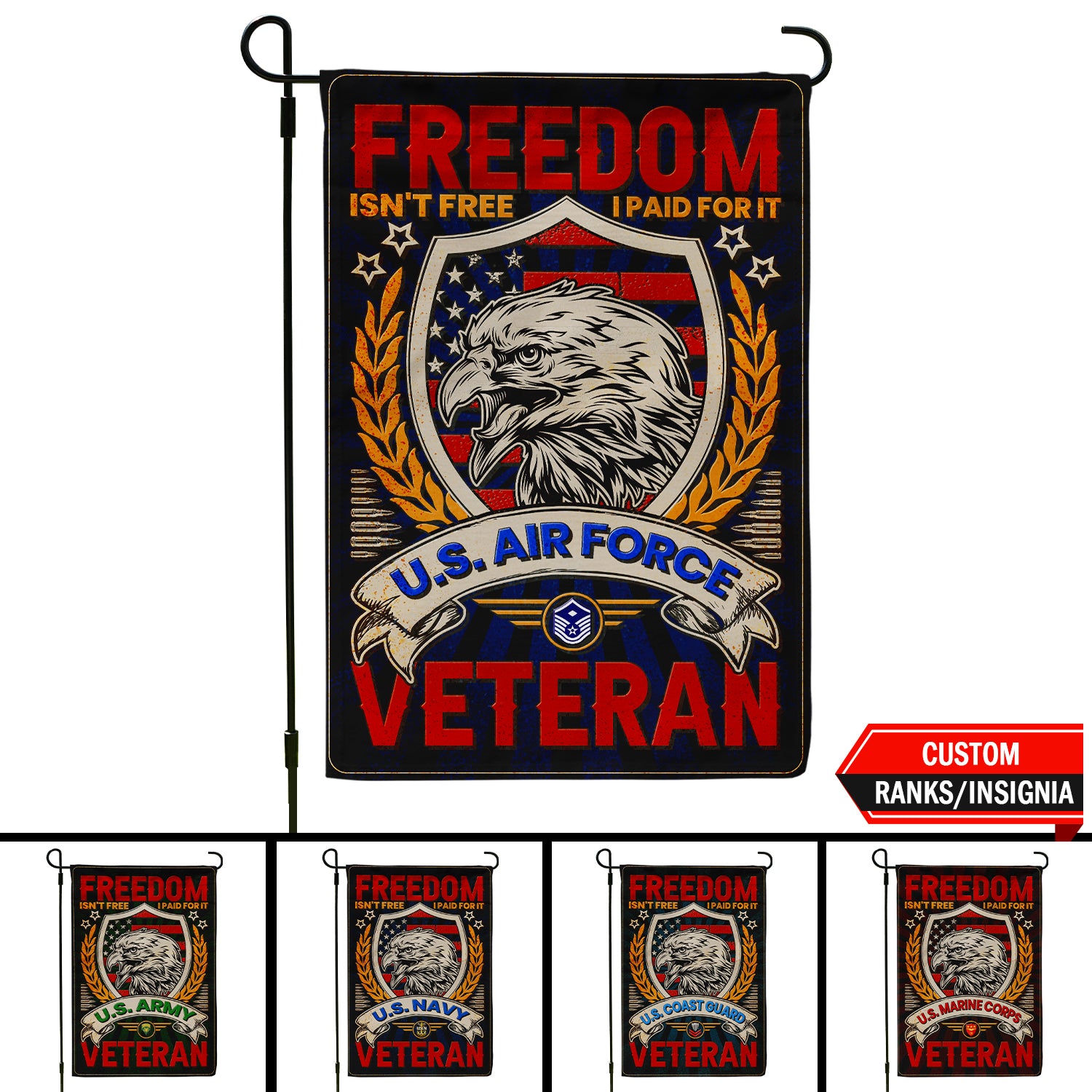 Personalized US Military Logo/Insignia And Text JFLAG15 Garden Flag, House Flag Twin-Side Printing