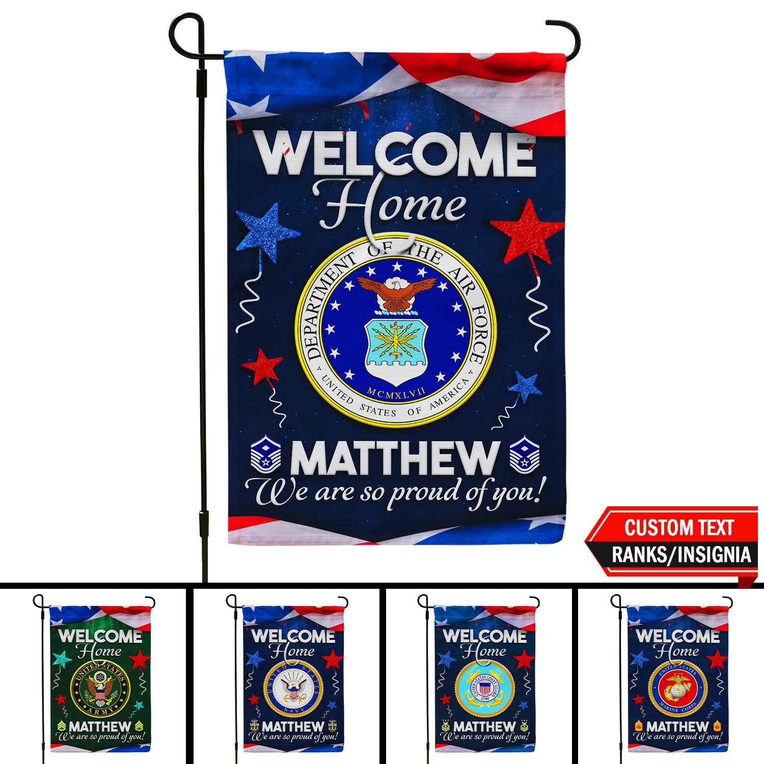 Personalized US Military Logo/Insignia And Text JFLAG22 Garden Flag, House Flag Twin-Side Printing