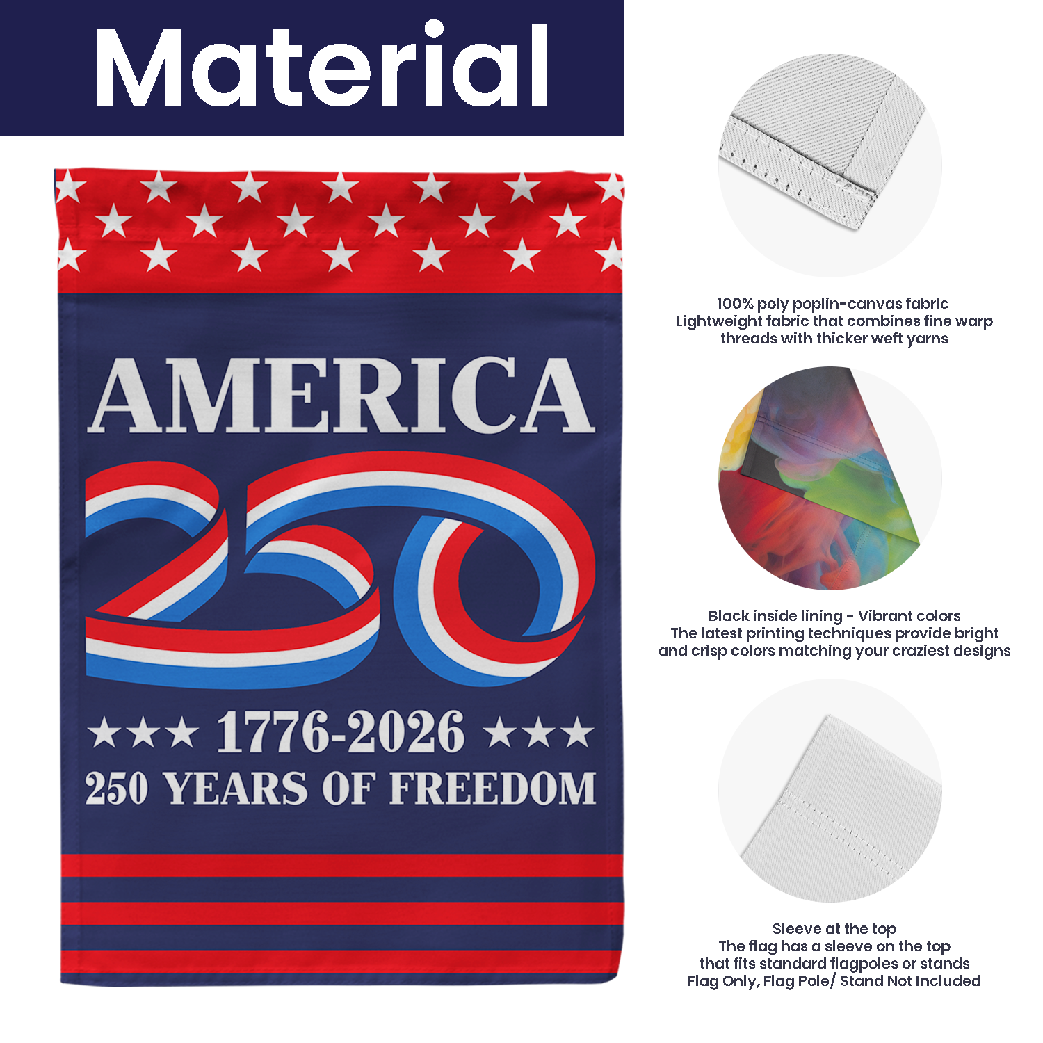 America 250 1776 - 2026 Garden Flag 12''x18'' Twin-Side Printing