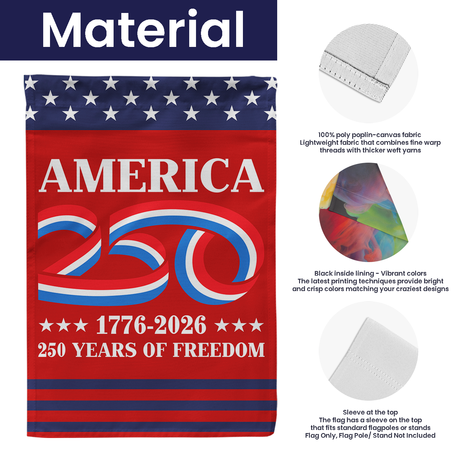 America 250 1776 - 2026 Garden Flag 12''x18'' Twin-Side Printing
