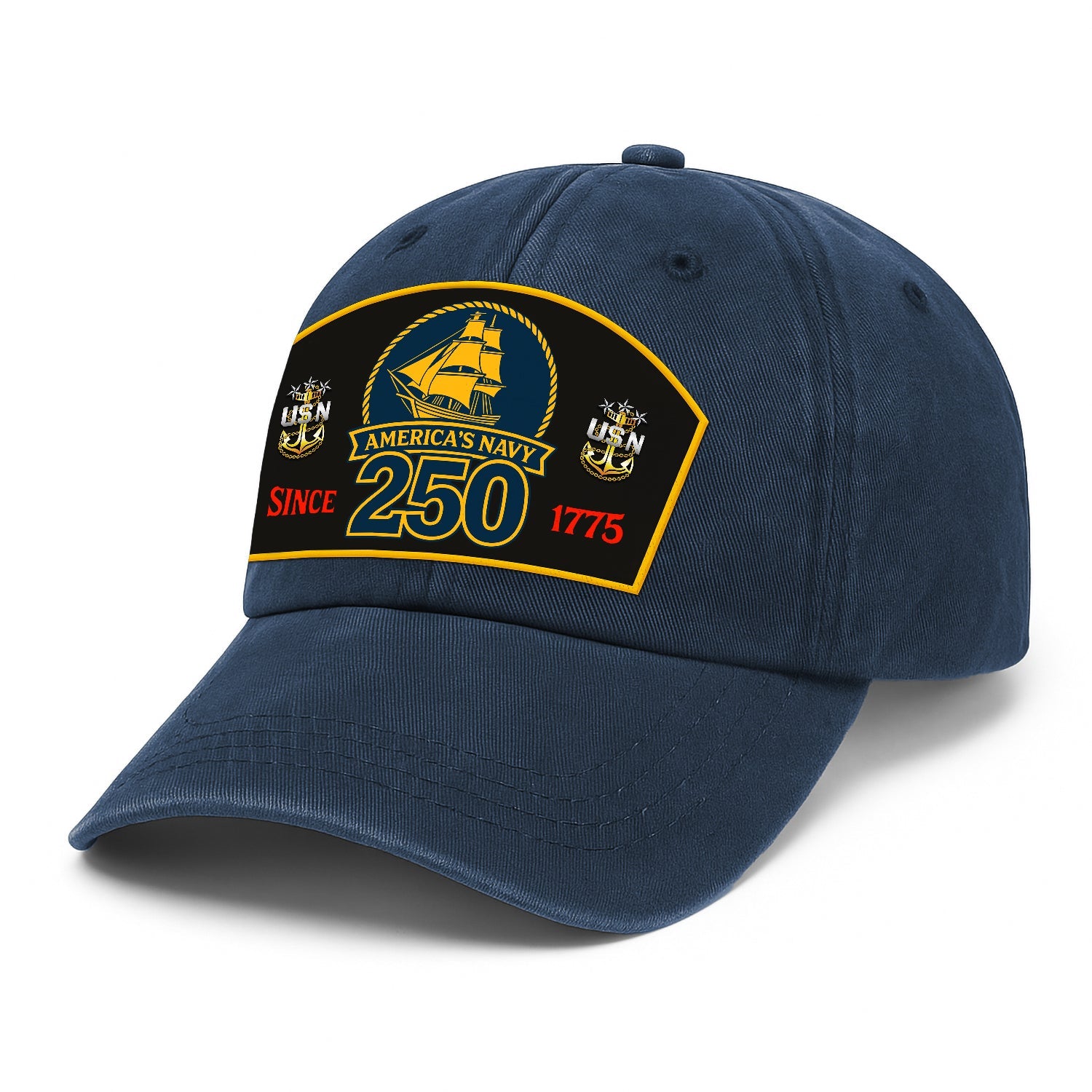 Custom Ranks US Navy Premium Washed Denim Cap DC015