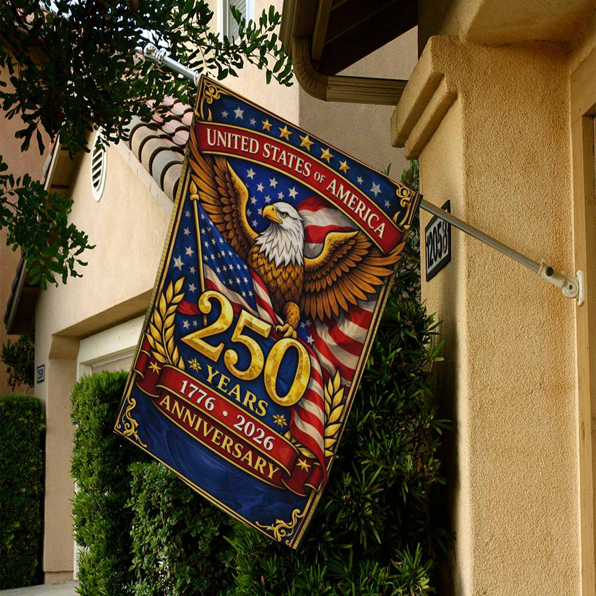 USA 250th Anniversary House Flag 1776–2026 Patriotic Eagle Banner