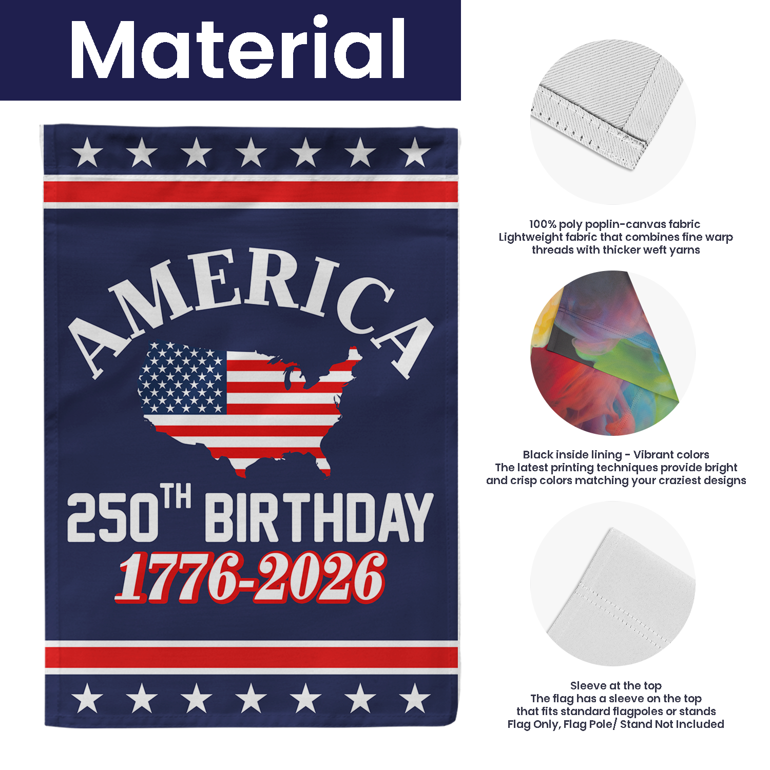 America 250th Birthday 1776 - 2026 Garden Flag 12''x18'' Twin-Side Printing