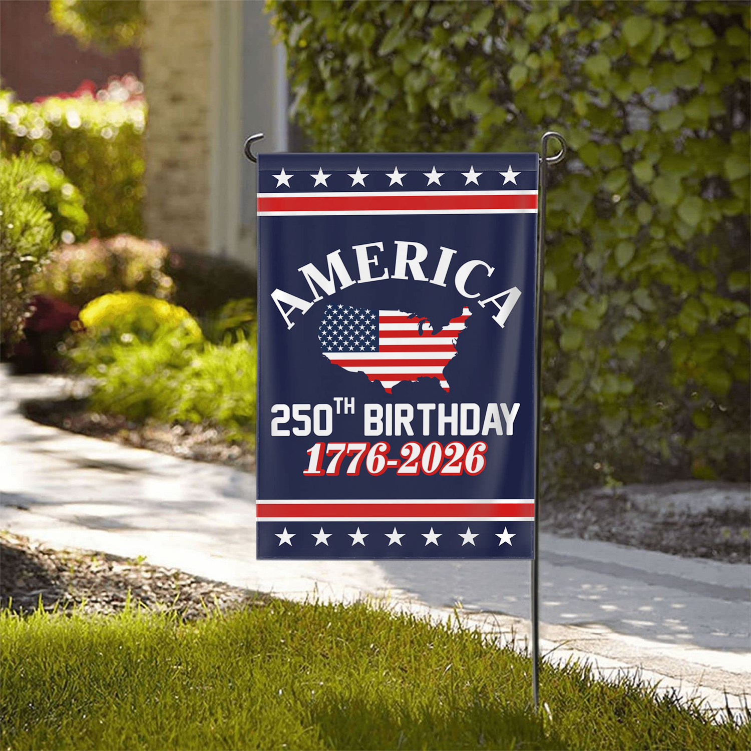America 250th Birthday 1776 - 2026 Garden Flag 12''x18'' Twin-Side Printing