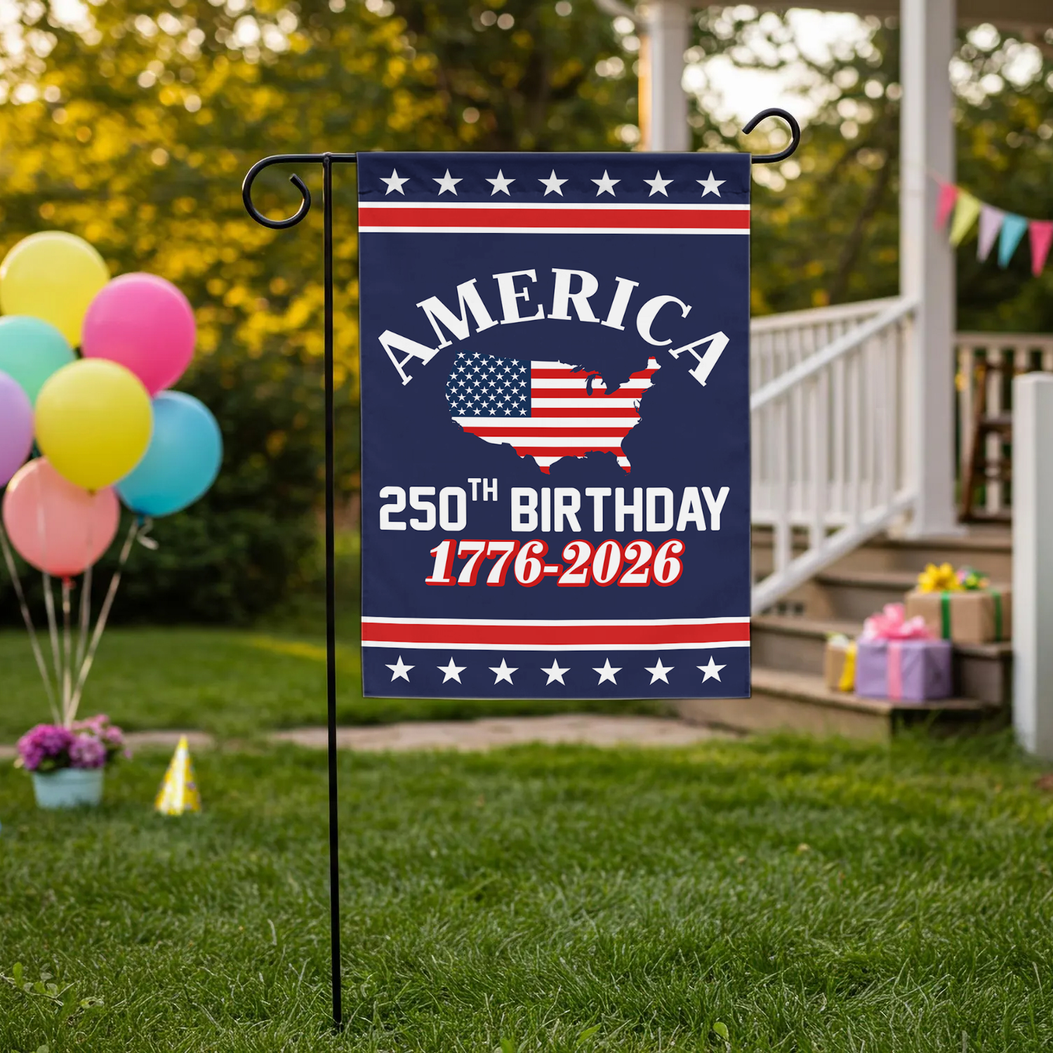 America 250th Birthday 1776 - 2026 Garden Flag 12''x18'' Twin-Side Printing