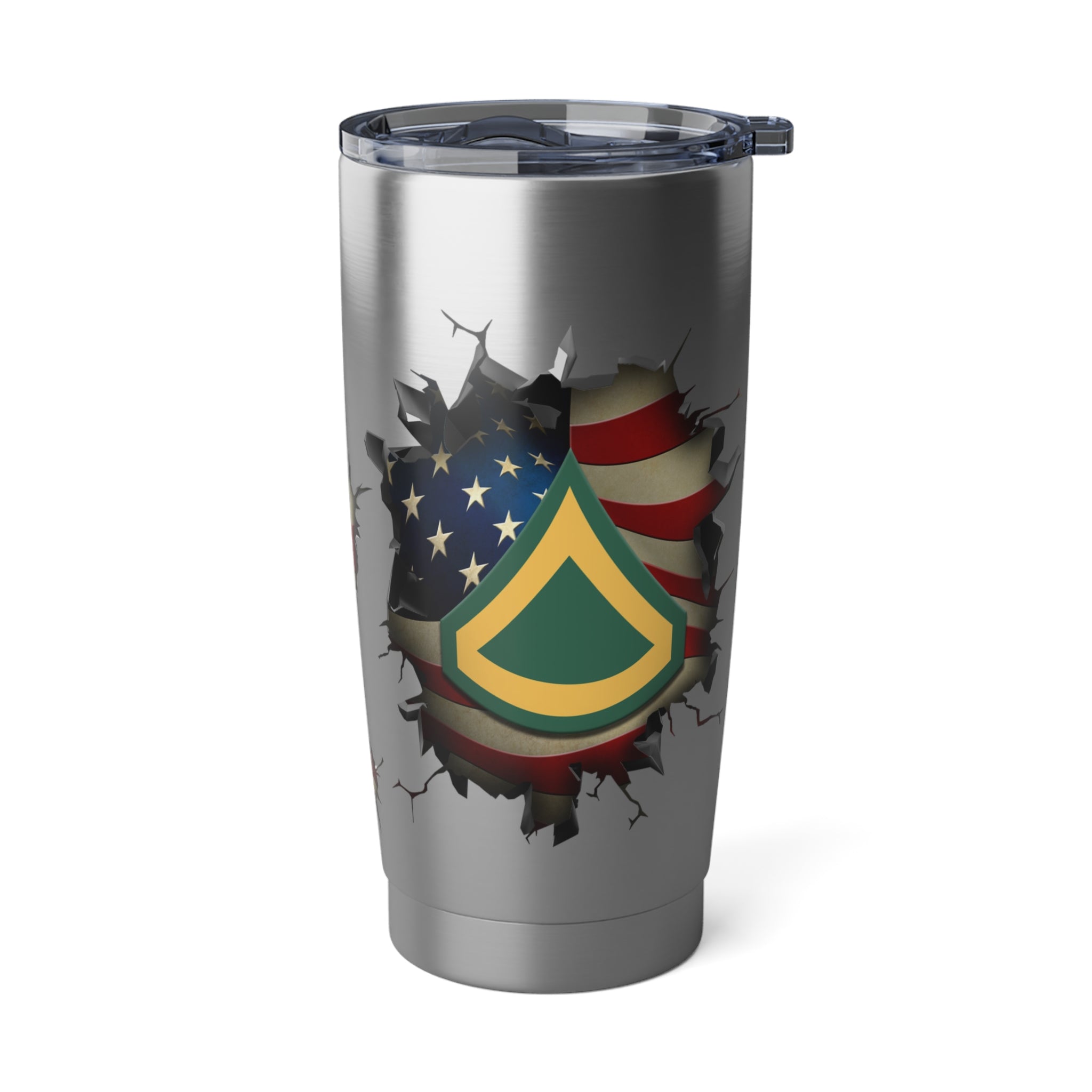 US Army E-3 PFC E3 Private First Class Ranks 3D Break Effect Vagabond 20oz Tumbler