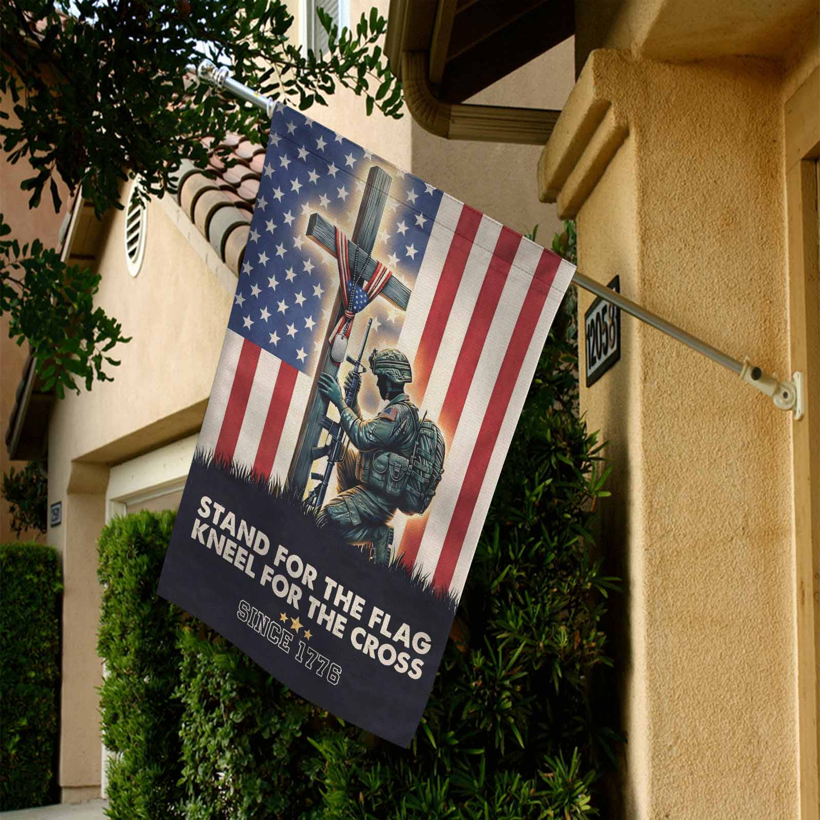 Stand for the Flag Kneel for the Cross Garden Flag Patriotic Christian Decor