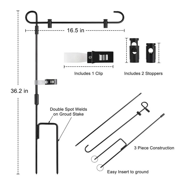 Garden Yard Flag Pole Holder Stand Metal 12"x18"