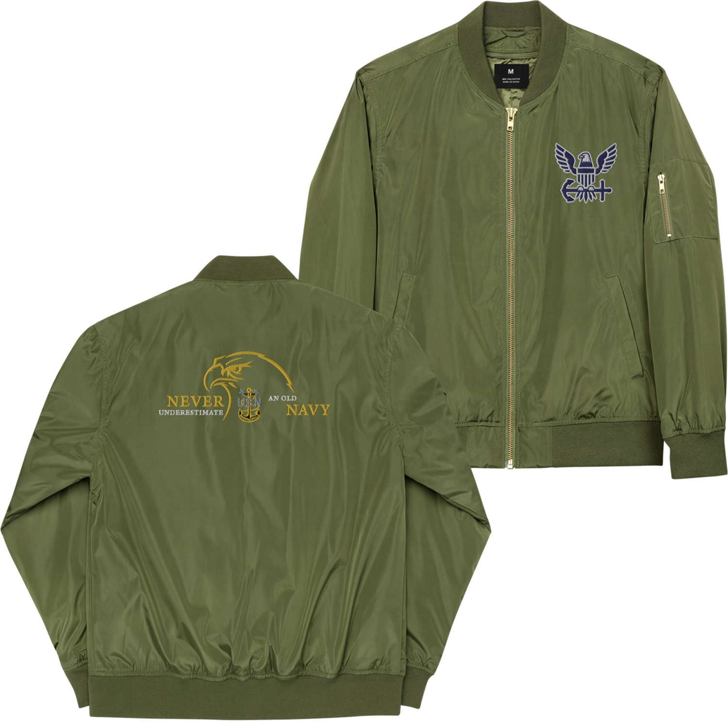 US Navy Embroidered Recycled Bomber Jacket