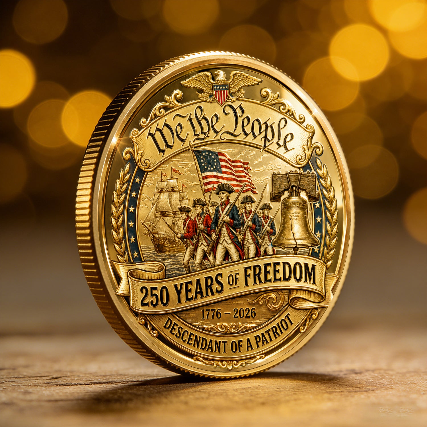 America 250 Years Of Freedom Patriotic Challenge Coin