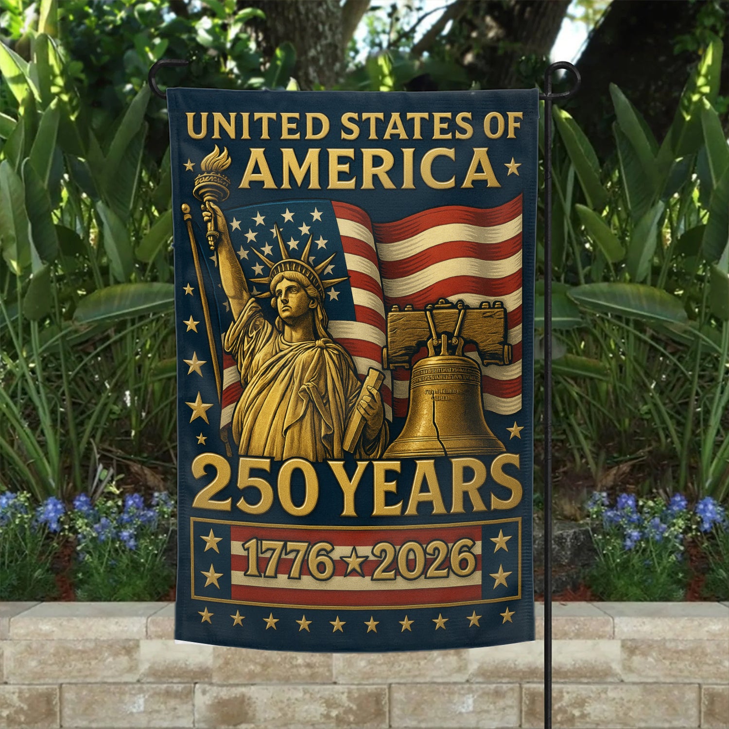 United States Of America 250 Garden Flag 12''x18'' Twin-Side Printing