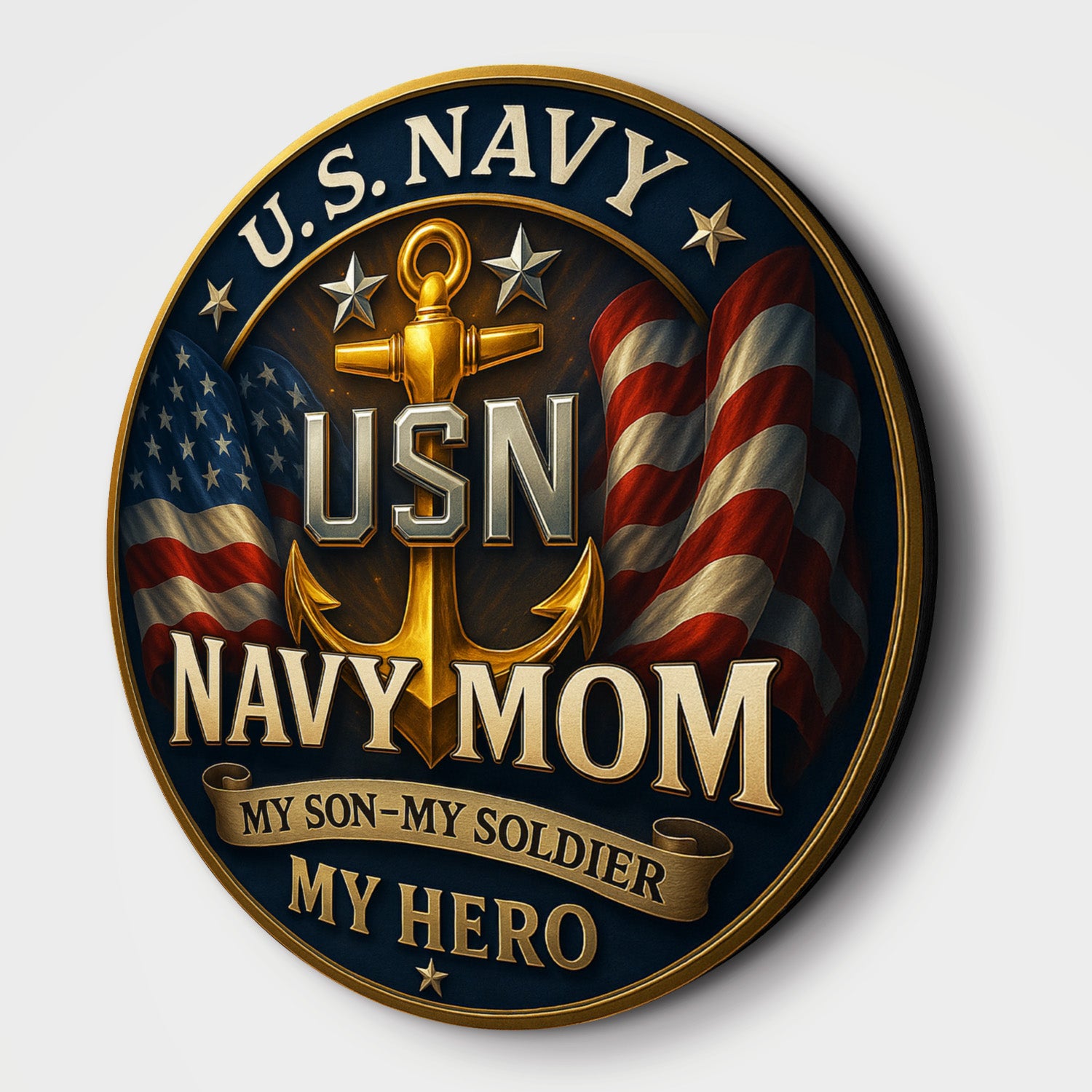 U.S. Navy Mom Wooden Sign – My Son, My Soldier, My Hero Patriotic Gift