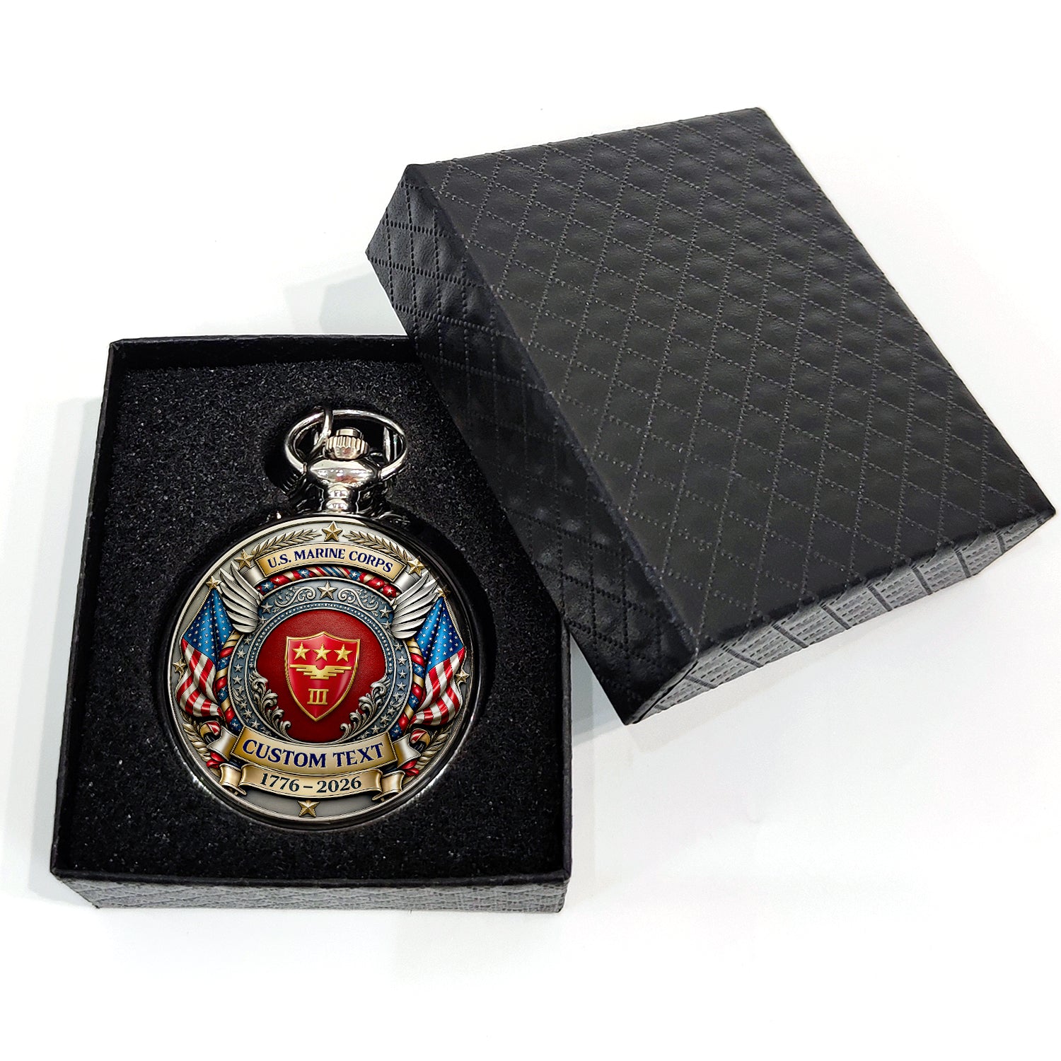 Personalized USMC Pocket Watch Military Collector Gift