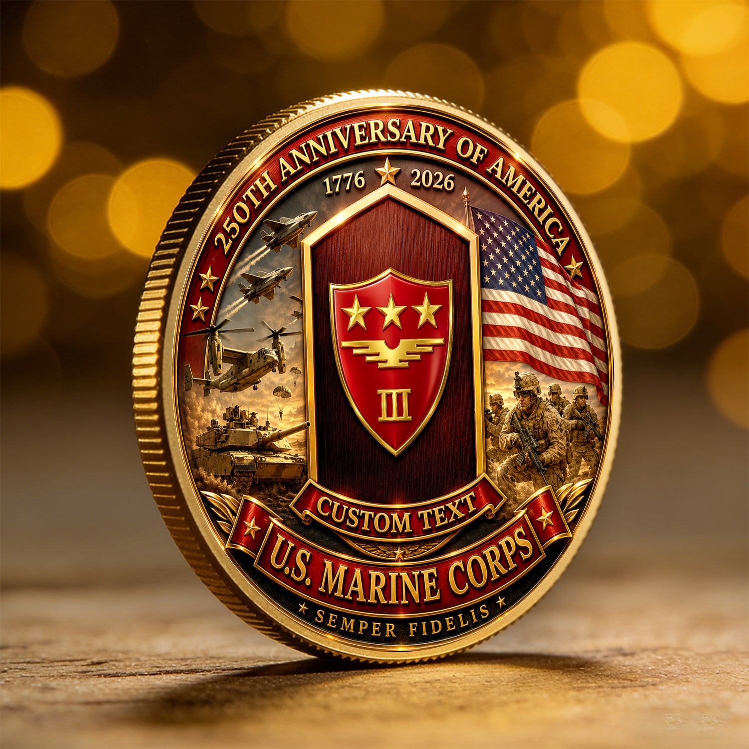 Personalized Marine Corps Coin Custom Rank Name Gift