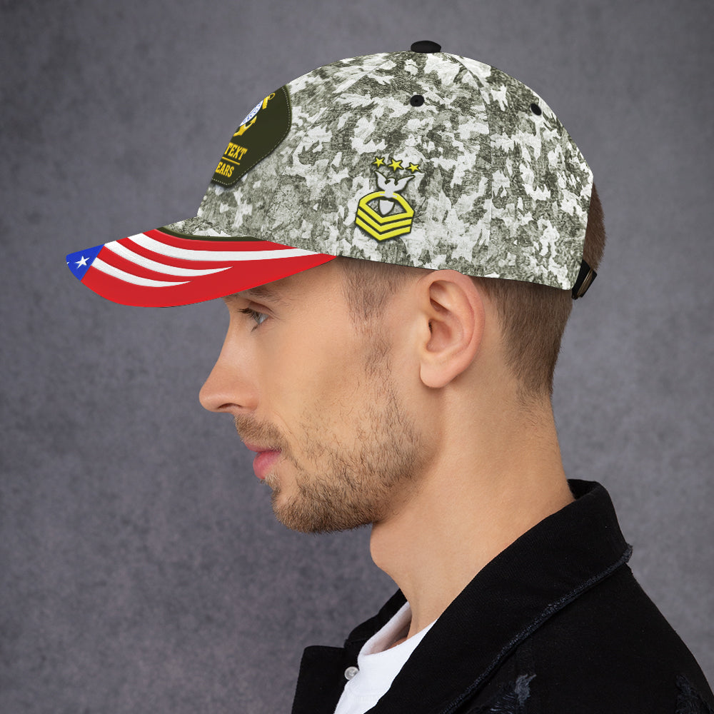 Custom Ranks/Insignia, Personalized Name And Years Served All Over Prints Premium Classic Cap JAOVC05