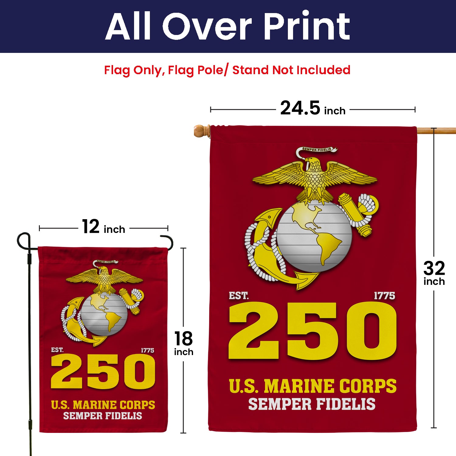 MARlNE Est 1775 Semper Fidelis Garden Flag Twin-Side Printing