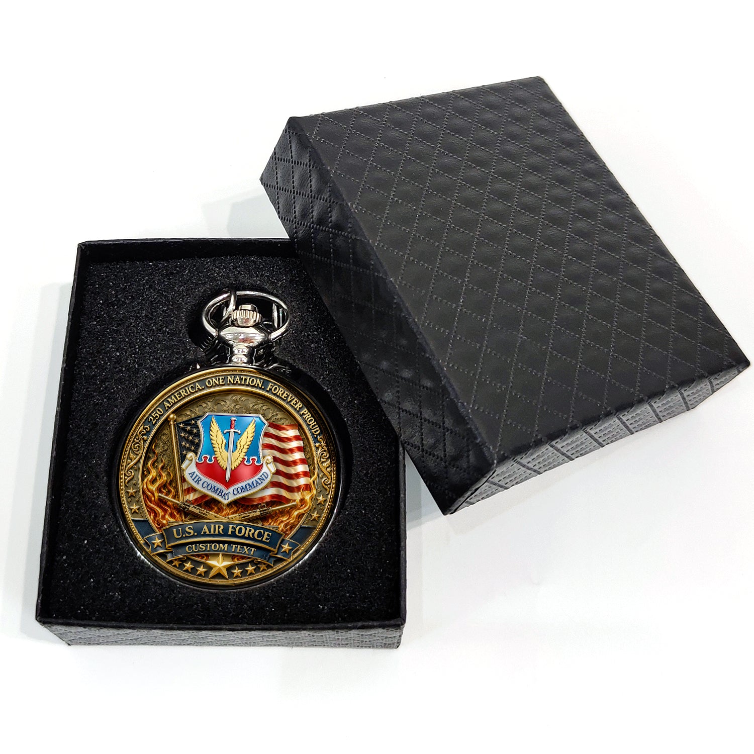 US Air Force Pocket Watch Personalized Rank and Text Gift
