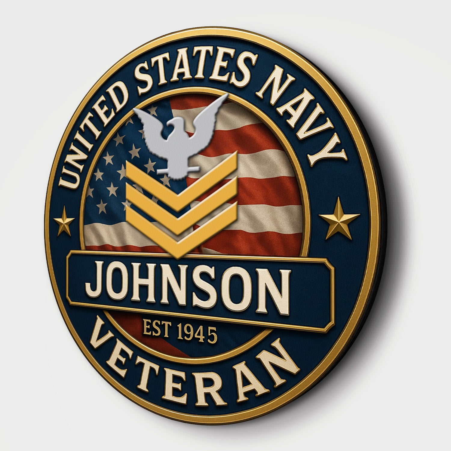 U.S. Navy Veteran Wooden Sign – Personalized Military Tribute with Name & Rank