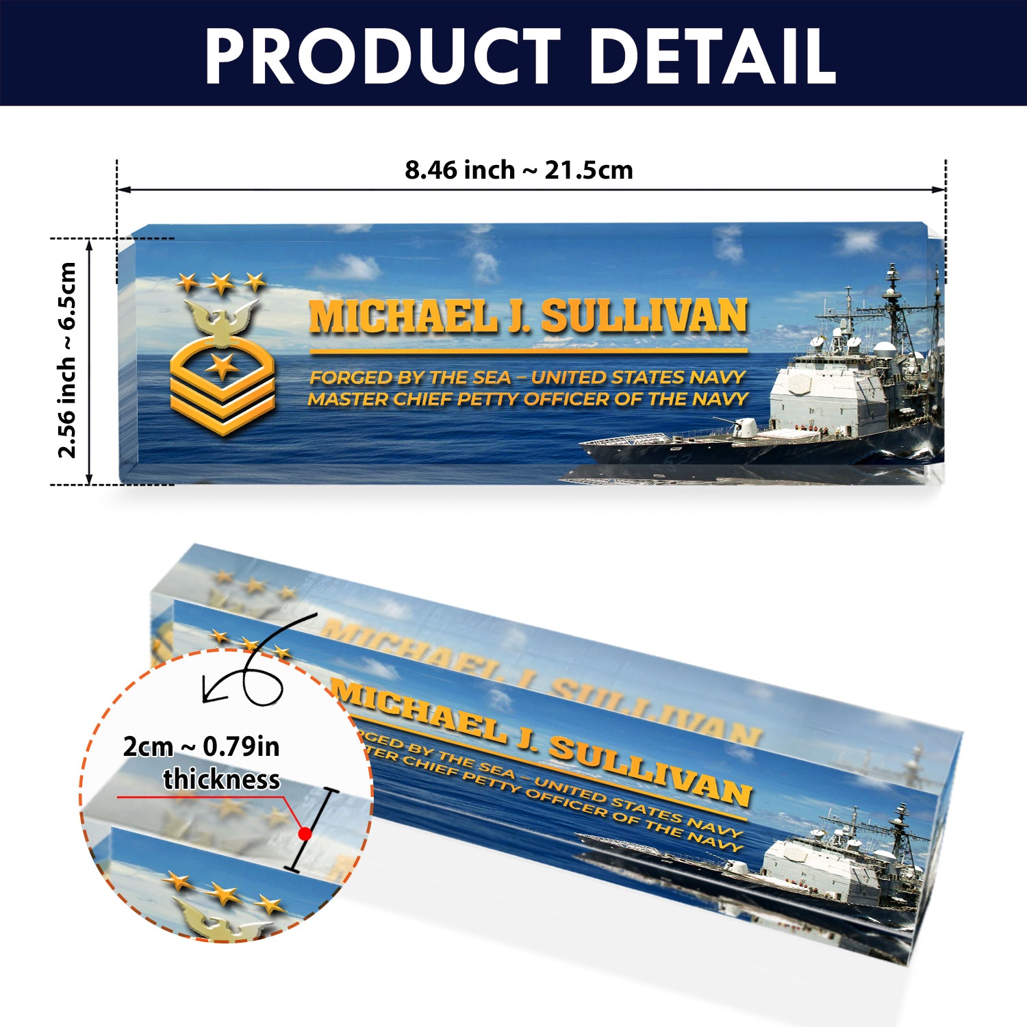 Custom U.S. Navy Ship Acrylic Plaque – Personalized Service Gift