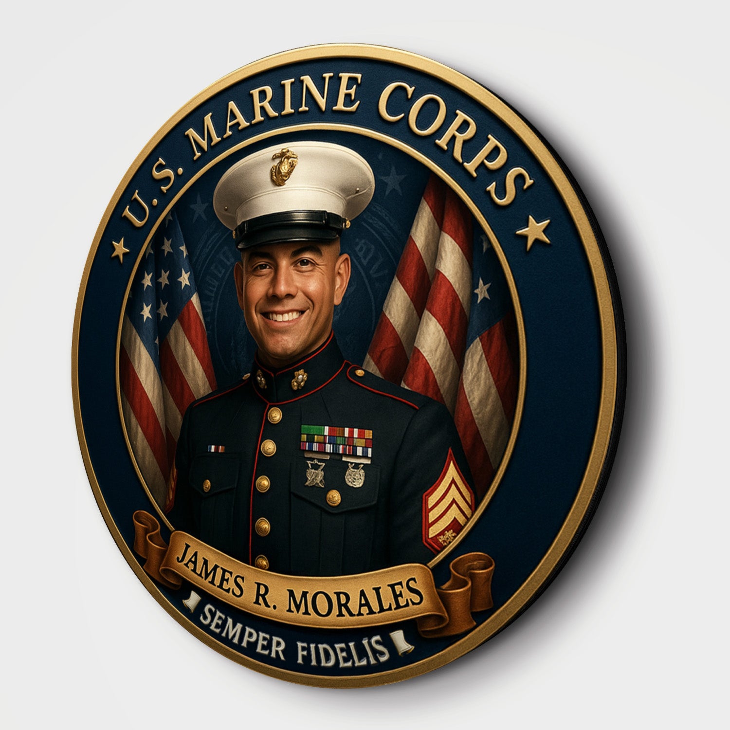 Personalized MARlNE Corps Portrait Wooden Sign