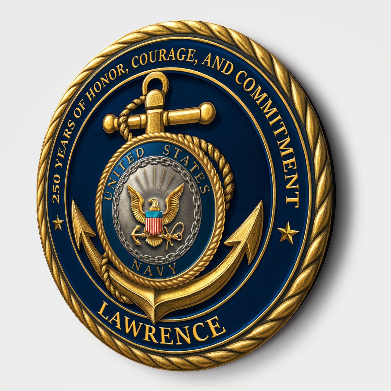 U.S. Navy 250 Years of Service Wooden Sign – Personalized Rank & Name Tribute