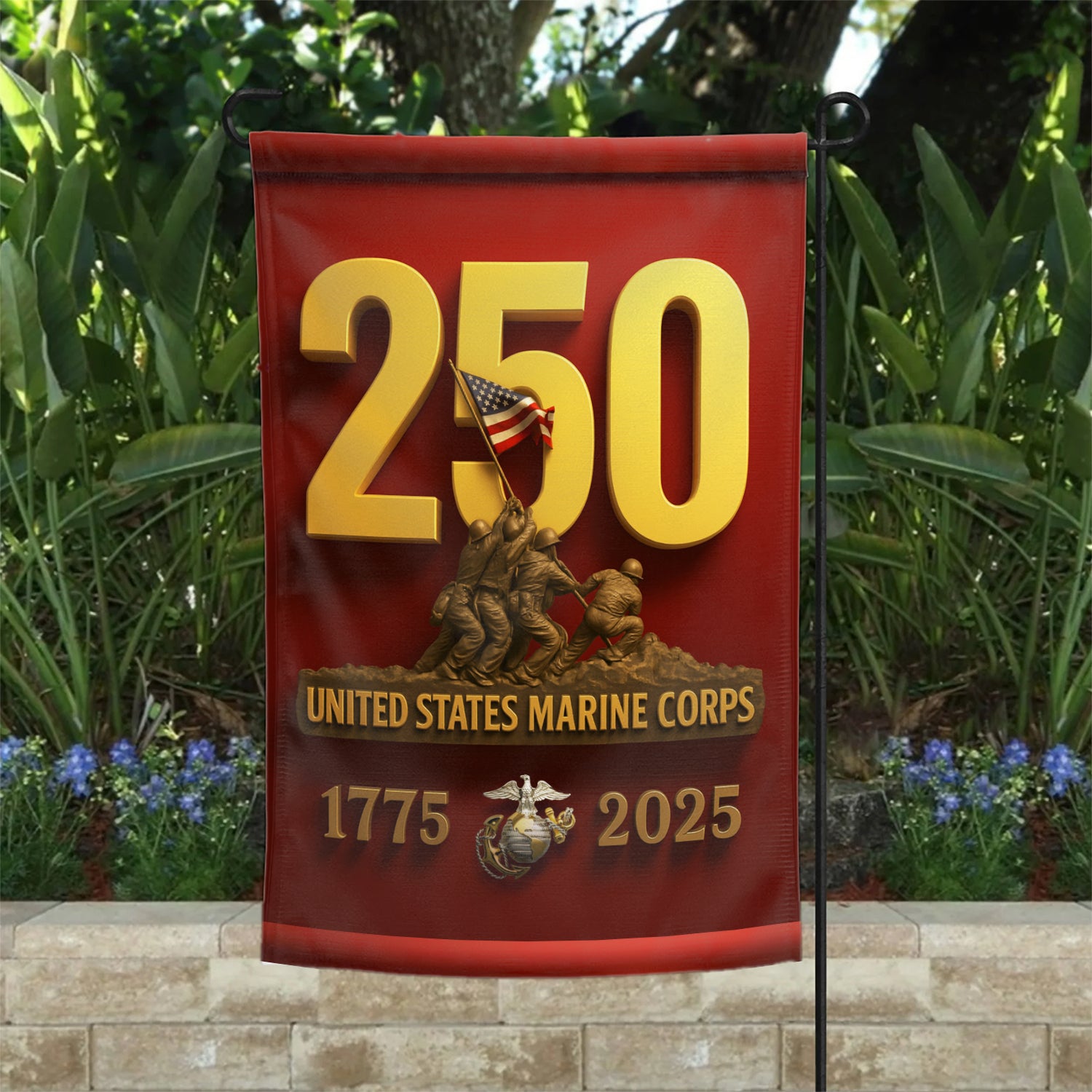 MARlNE 1775 - 2025 Garden Flag 12" x 18" Twin-Side Printing