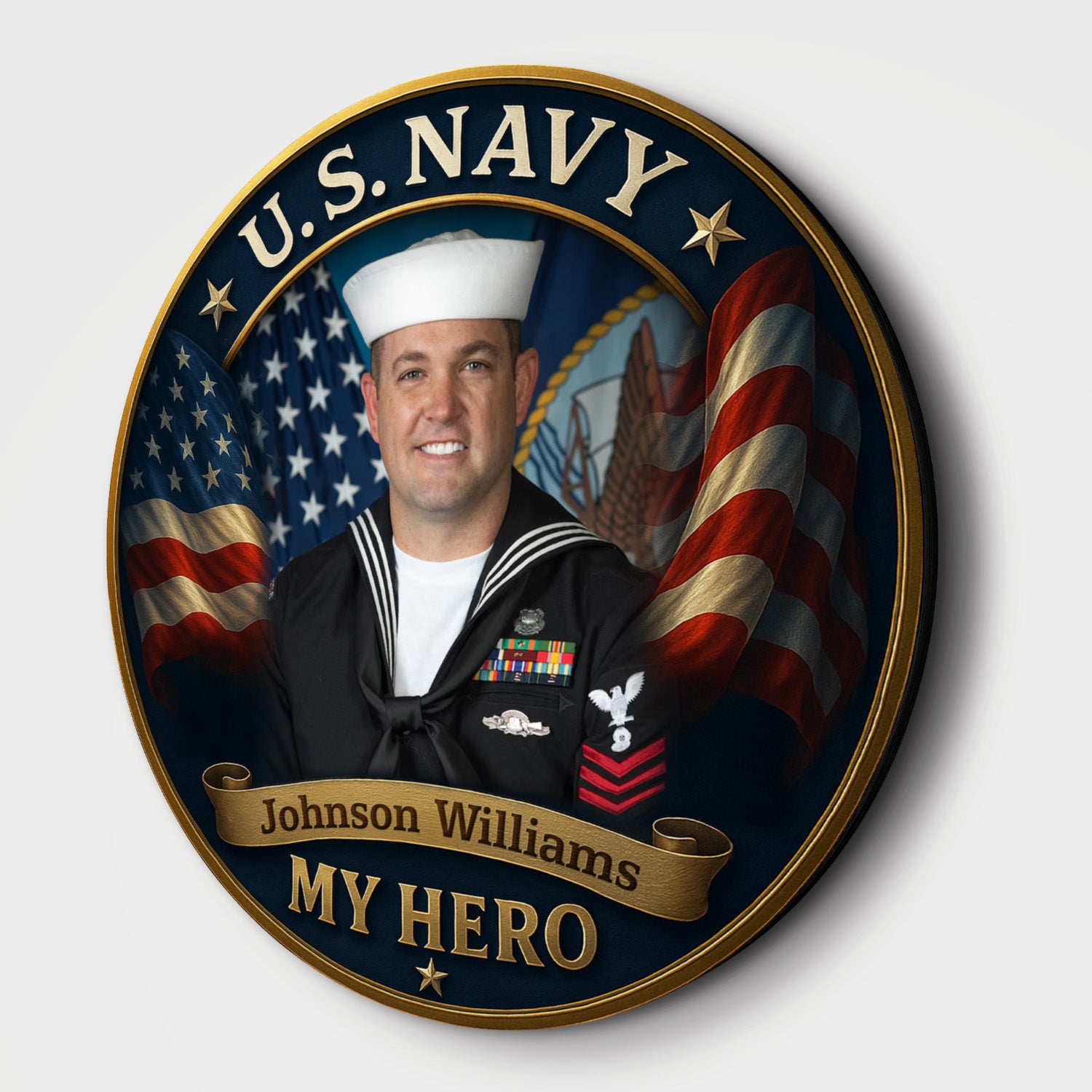Personalized U.S. Navy Portrait Wooden Sign