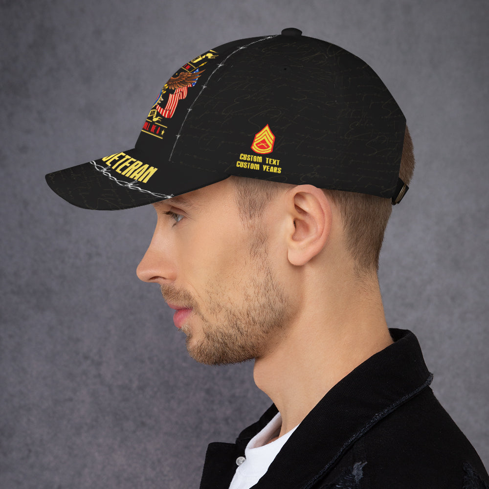 Always Will Be A Veteran, Custom Ranks/Insignia, Personalized Name And Years Served All Over Prints Premium Classic Cap