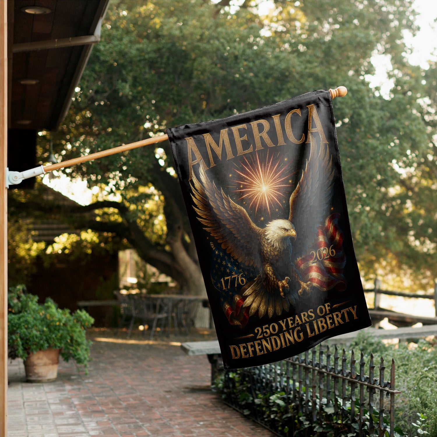 America 250 Years Of Defending Liberty House Flag 28''x40'' Twin-Side Printing