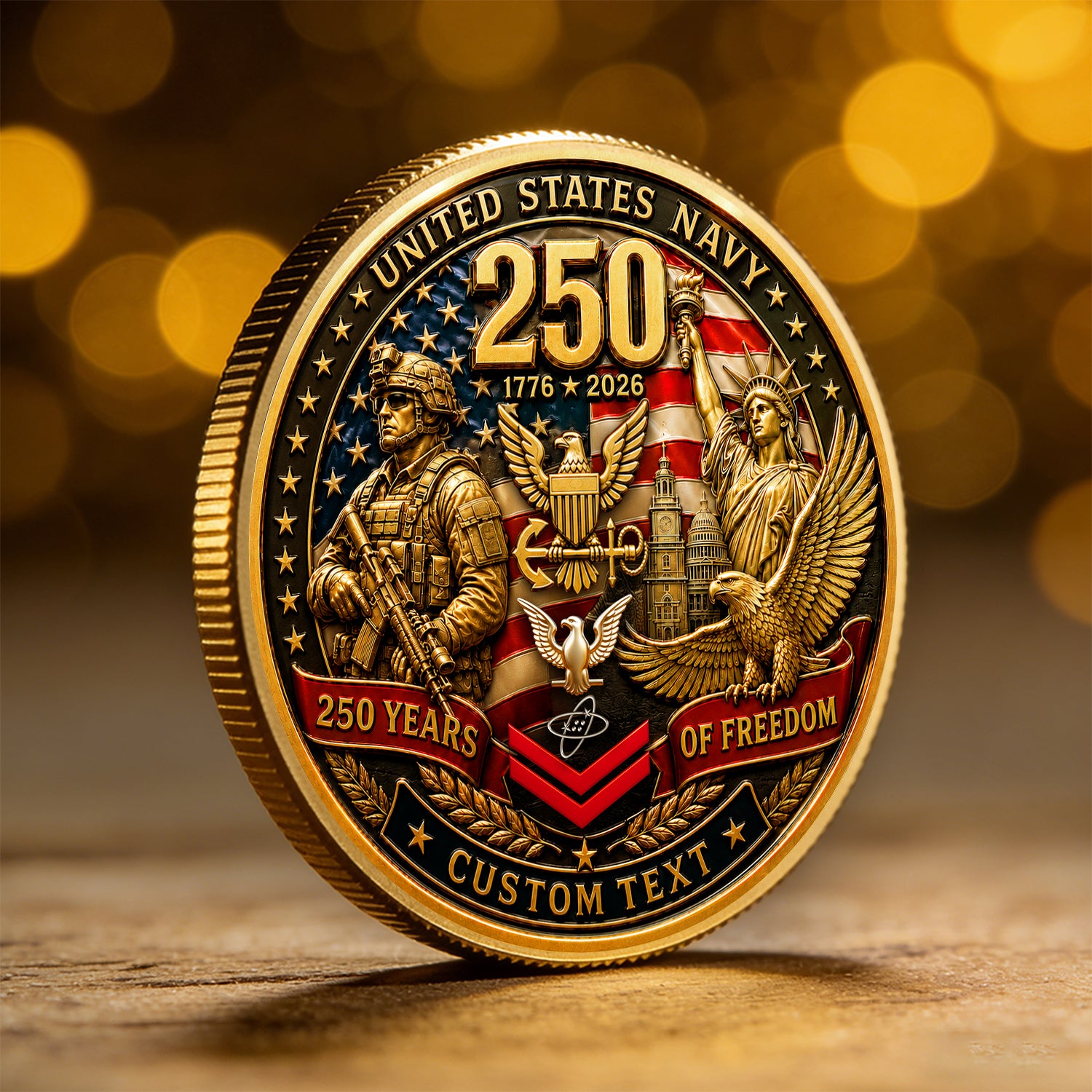 U.S. Navy Custom Rank Coin Freedom Anniversary Gift