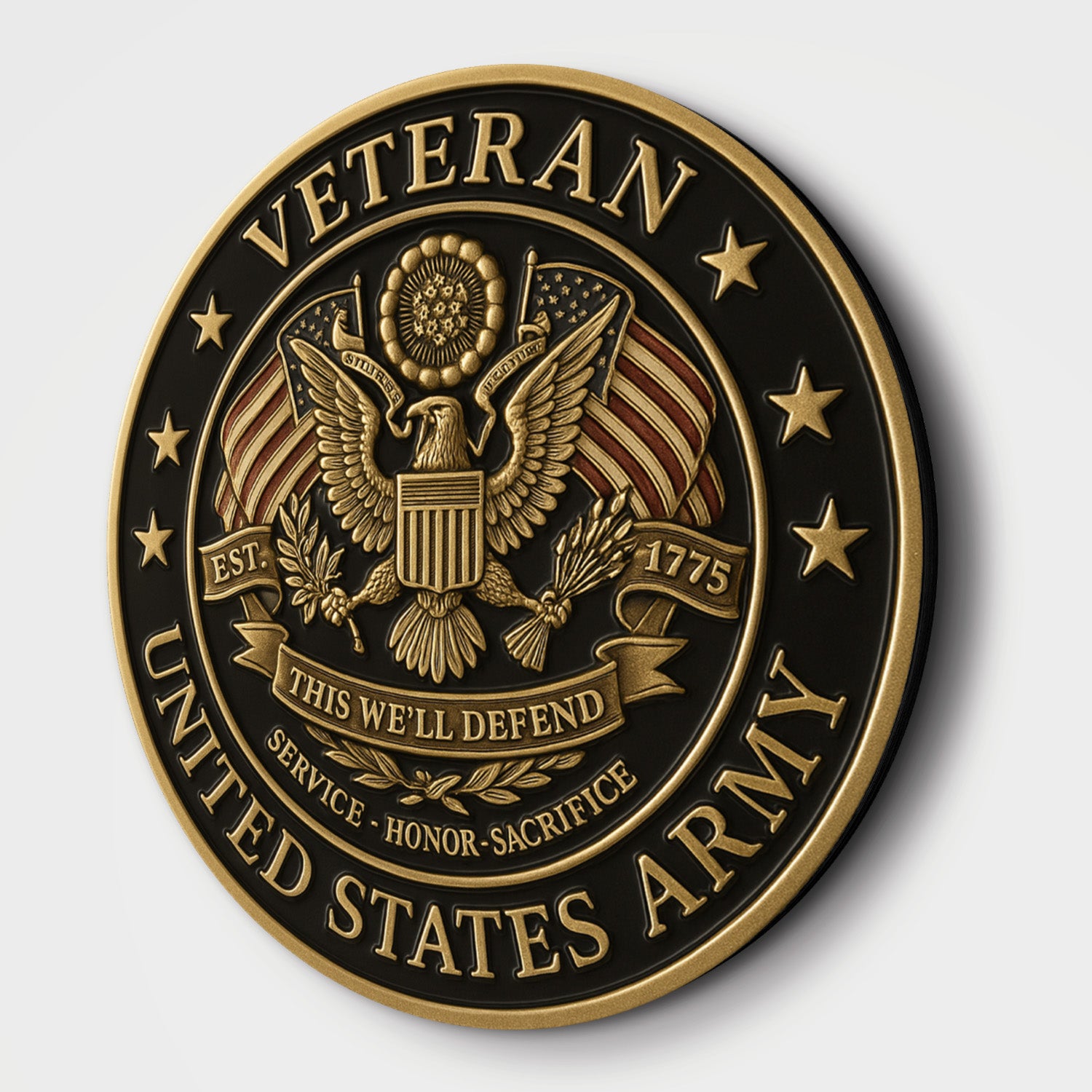 U.S. Army Veteran Wooden Sign – "This We’ll Defend" Patriotic Wall Decor