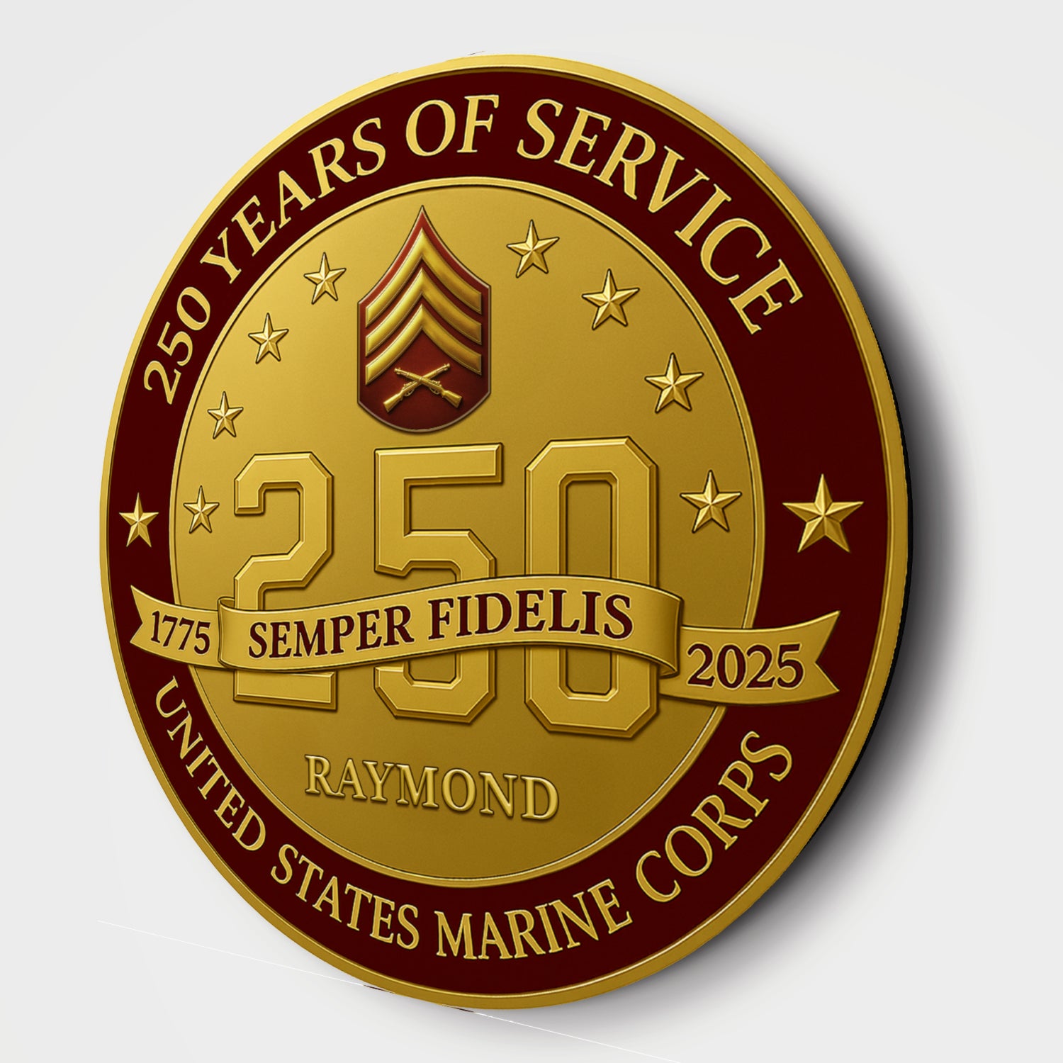 MARlNE 250 Years of Service Wooden Sign
