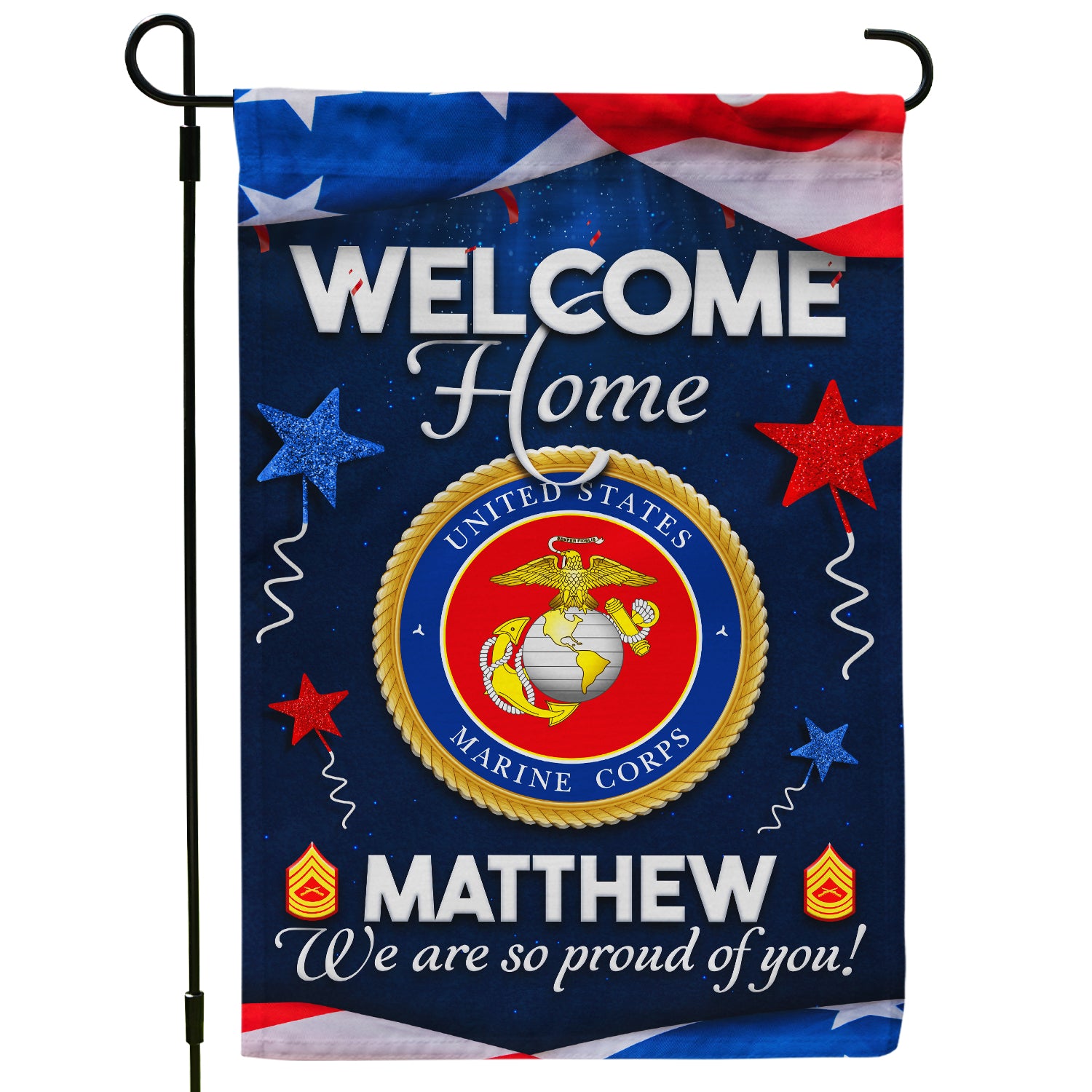 Personalized US Military Logo/Insignia And Text JFLAG22 Garden Flag, House Flag Twin-Side Printing