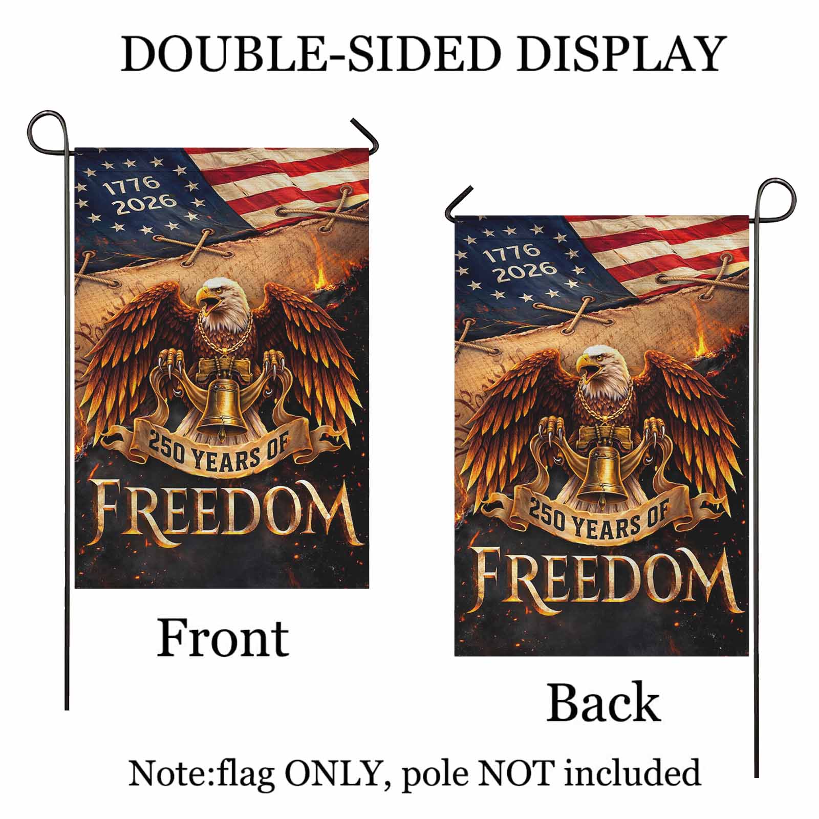 America 250 Garden Flag Patriotic Eagle Liberty Bell 250 Years of Freedom 1776-2026 Decor