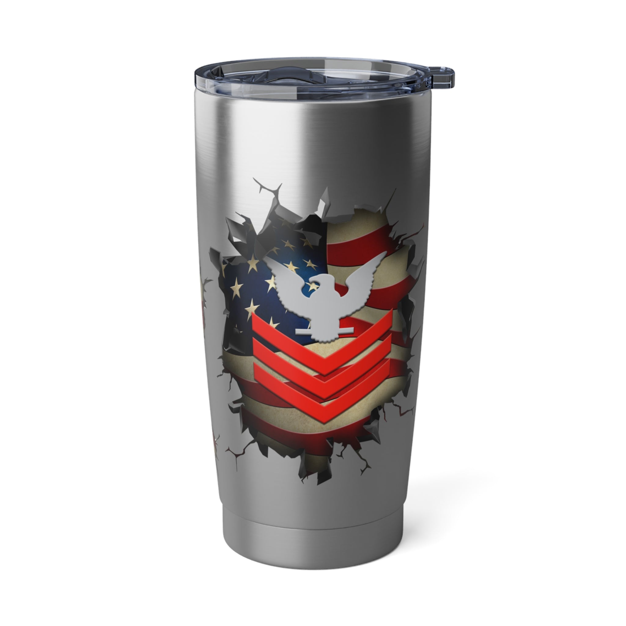 US Navy E-6 Petty Officer First Class E6 PO1 Collar Device 3D Break Effect Vagabond 20oz Tumbler