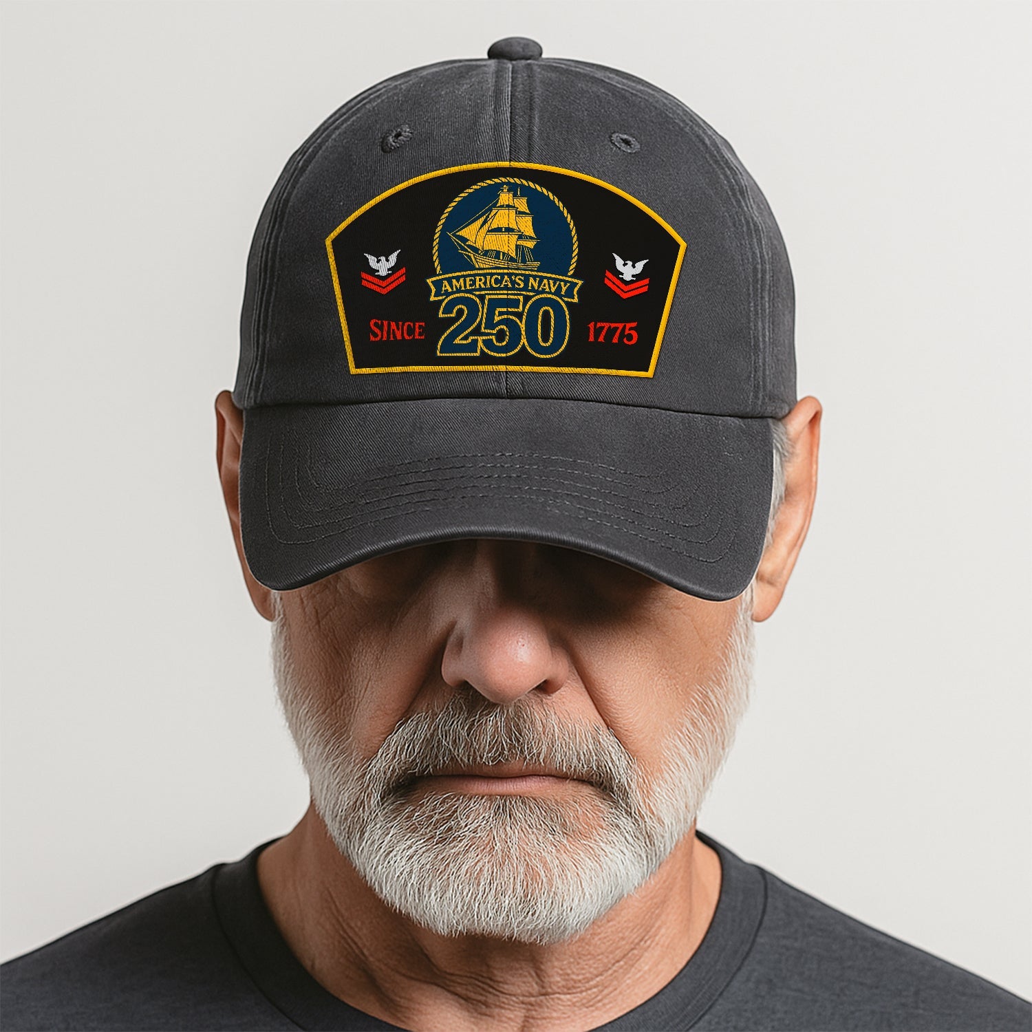 Custom Ranks US Navy Premium Washed Denim Cap DC015