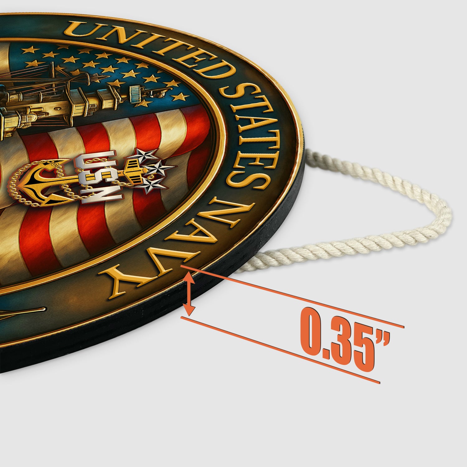 Personalized U.S. Navy Round Sign – Patriotic Decor for Sailors and Veterans